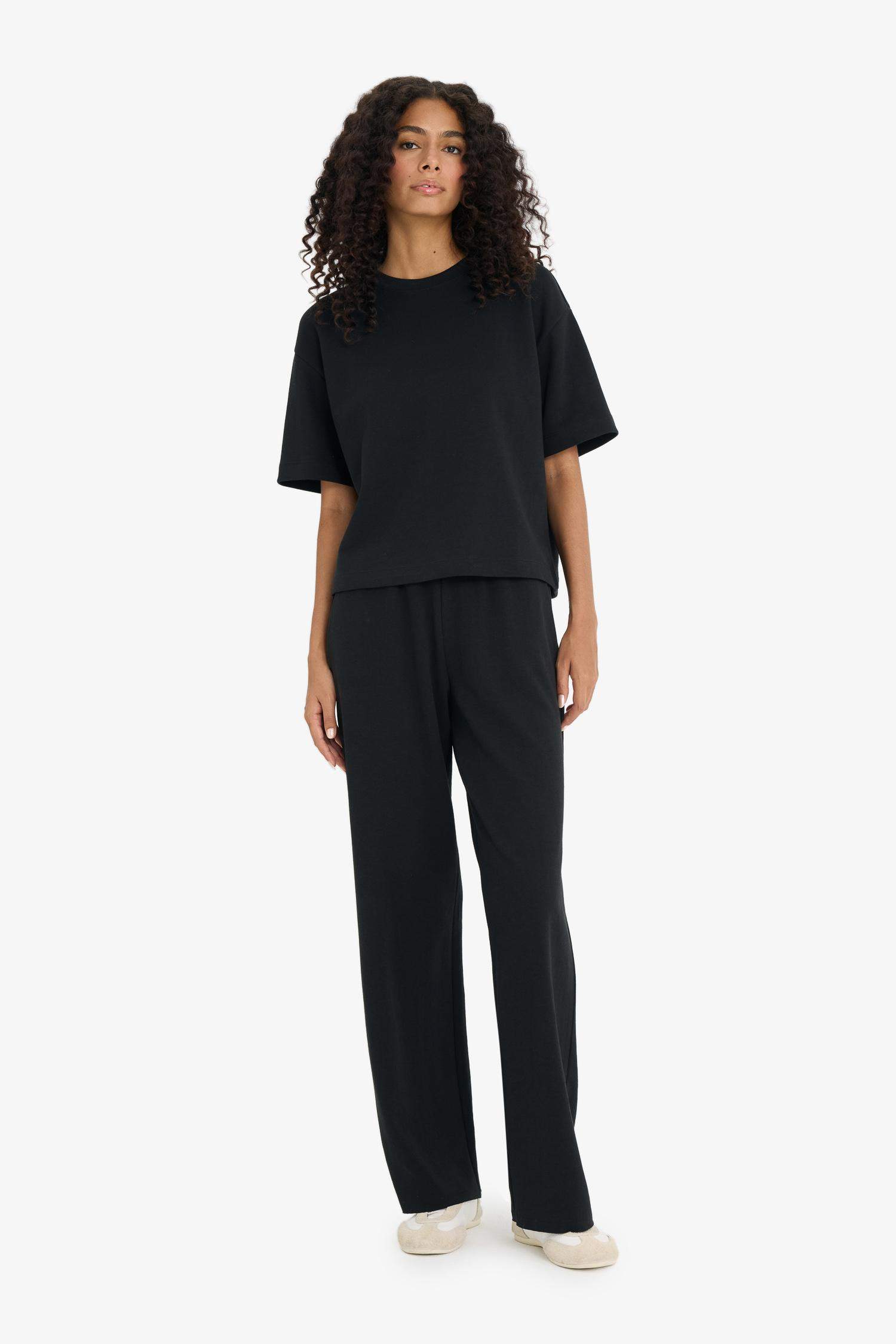 Wide Leg Basic Trousers