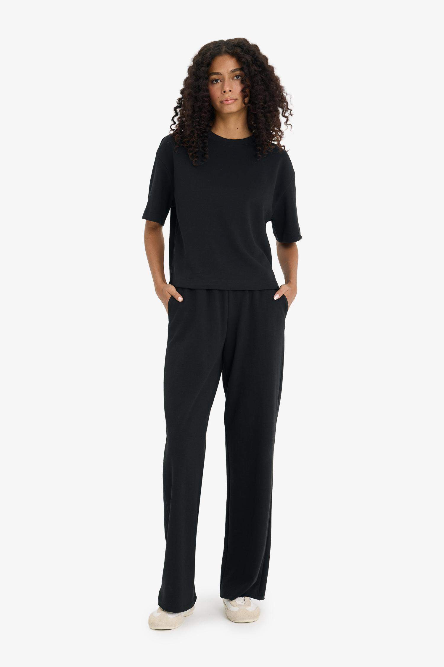 Wide Leg Basic Trousers