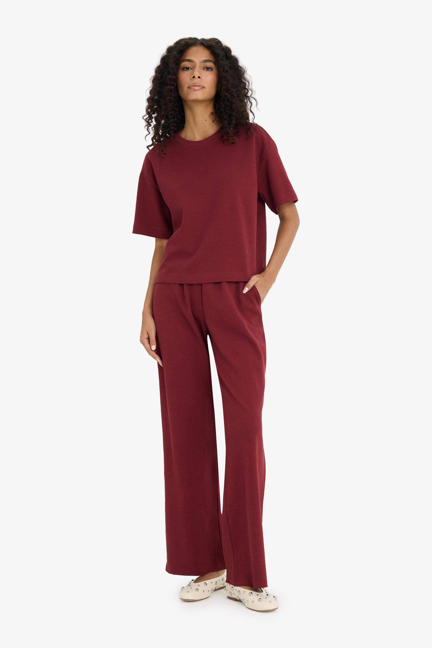 Wide Leg Basic Trousers