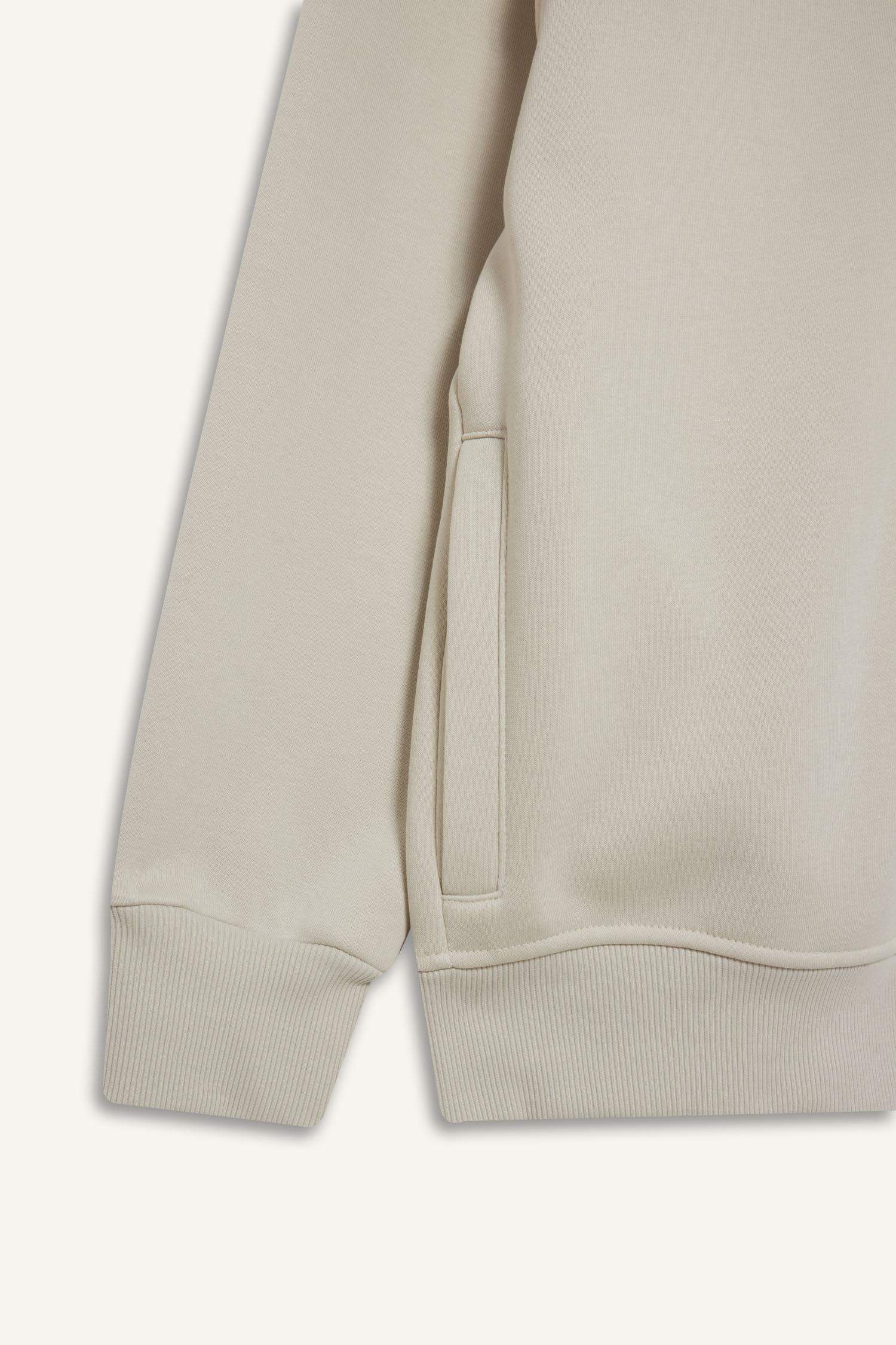 Boxy Fit Stand Collar Printed Sweatshirt