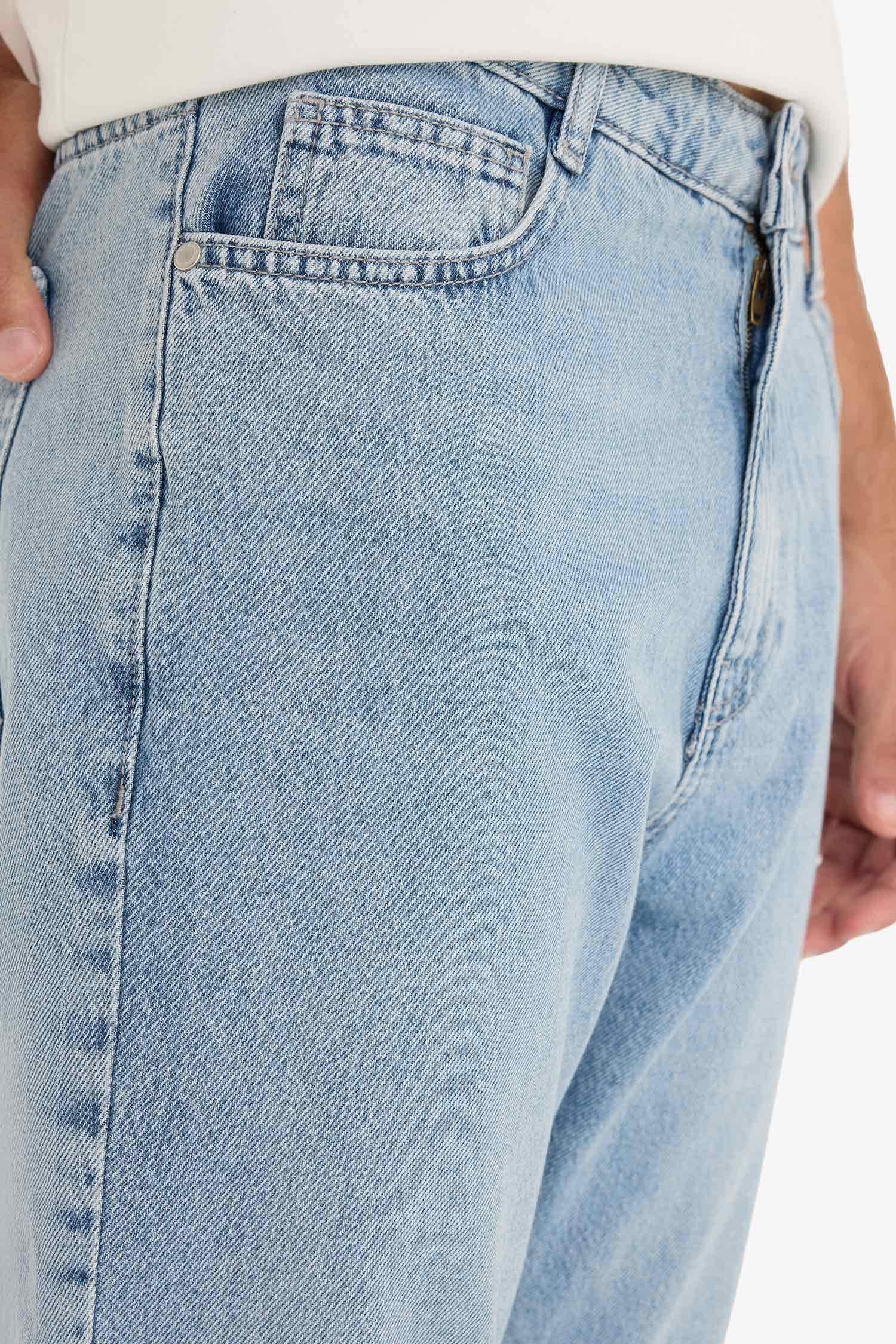 %100 Pamuk 90's Slim Fit Dar Kalıp Yüksek Bel Dar Paça Jean Yıkamalı Pantolon