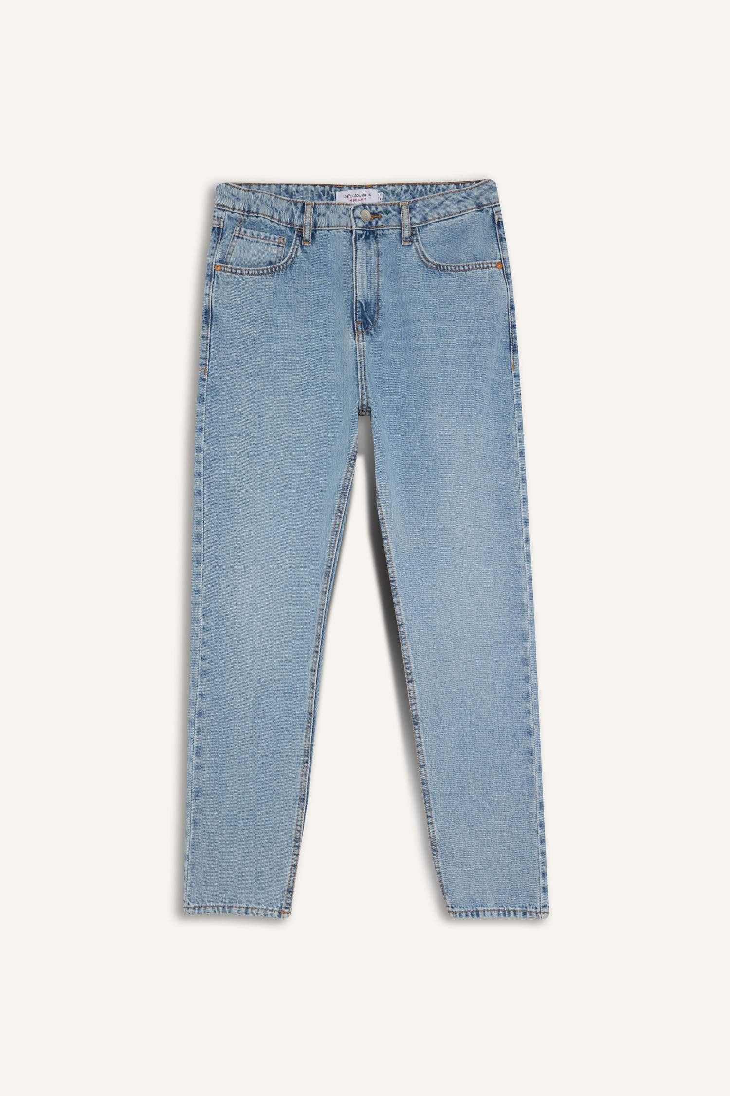 بنطرون جينز 90’S سليم فيت برجل ضيق وخصر عالي