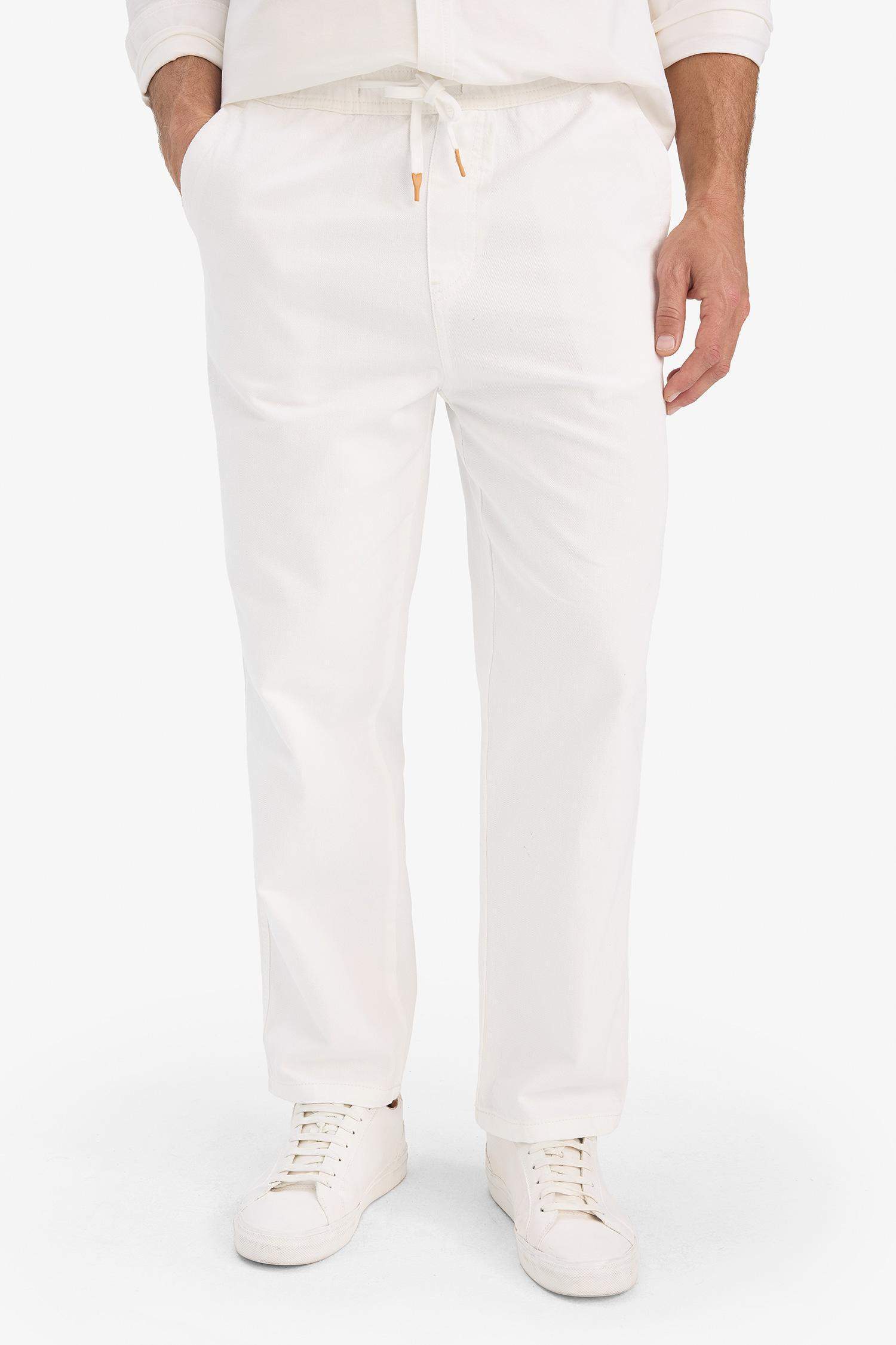 Cotton Wide Leg Elastic Waist Jeans