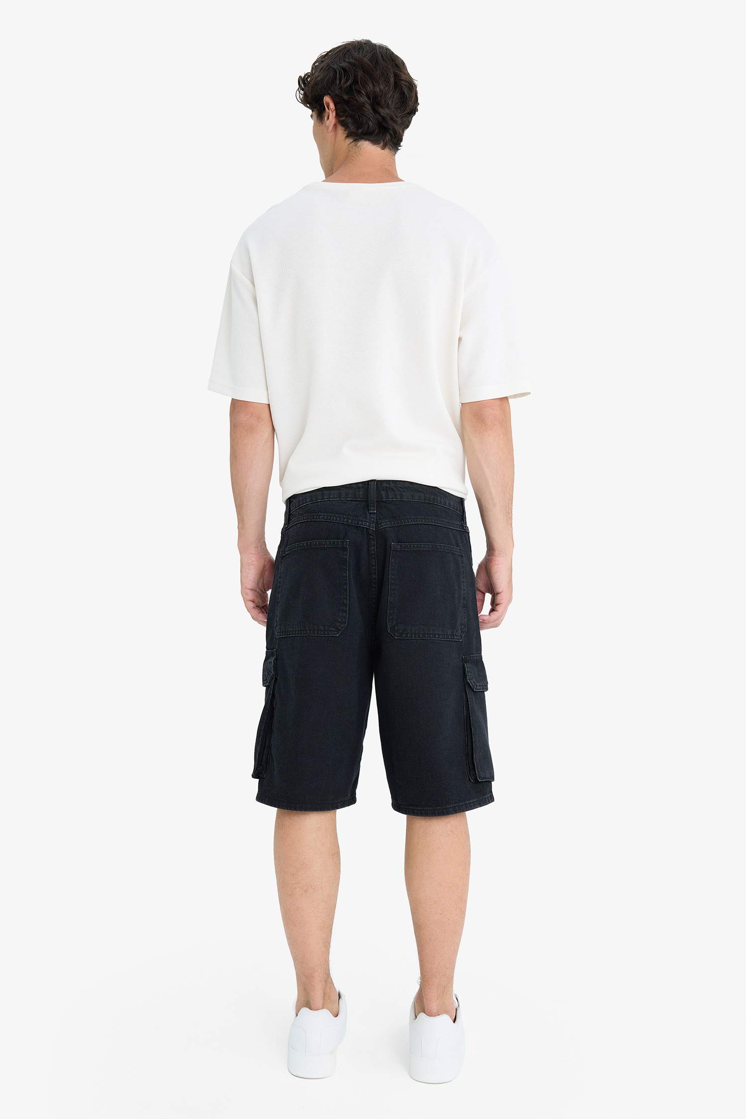 Cotton Cargo Fit Denim Bermuda Shorts