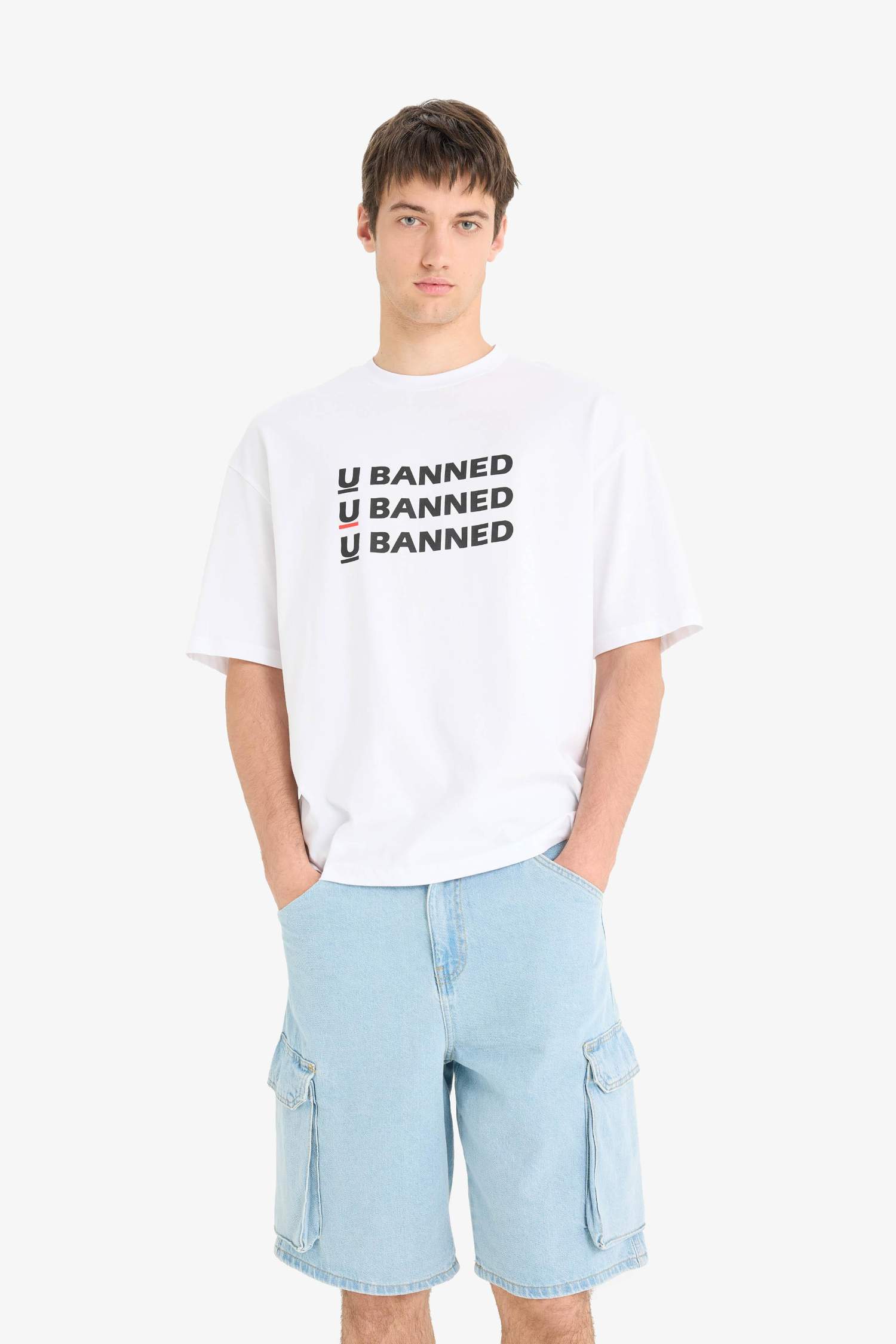 %100 Pamuk Kargo Fit Jean Bermuda Şort