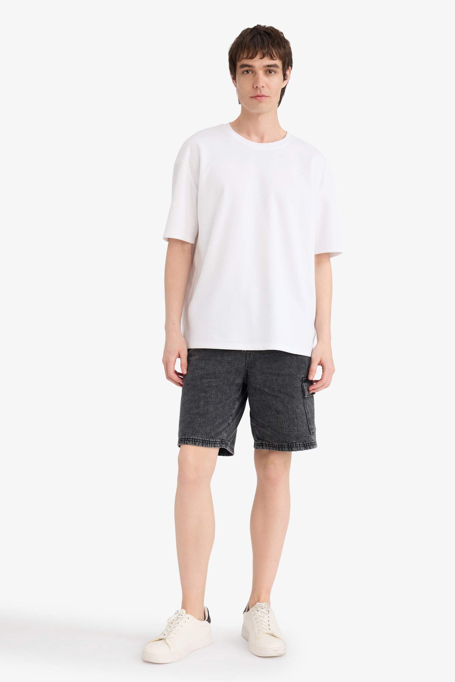 Loose Fit Denim Bermuda Shorts