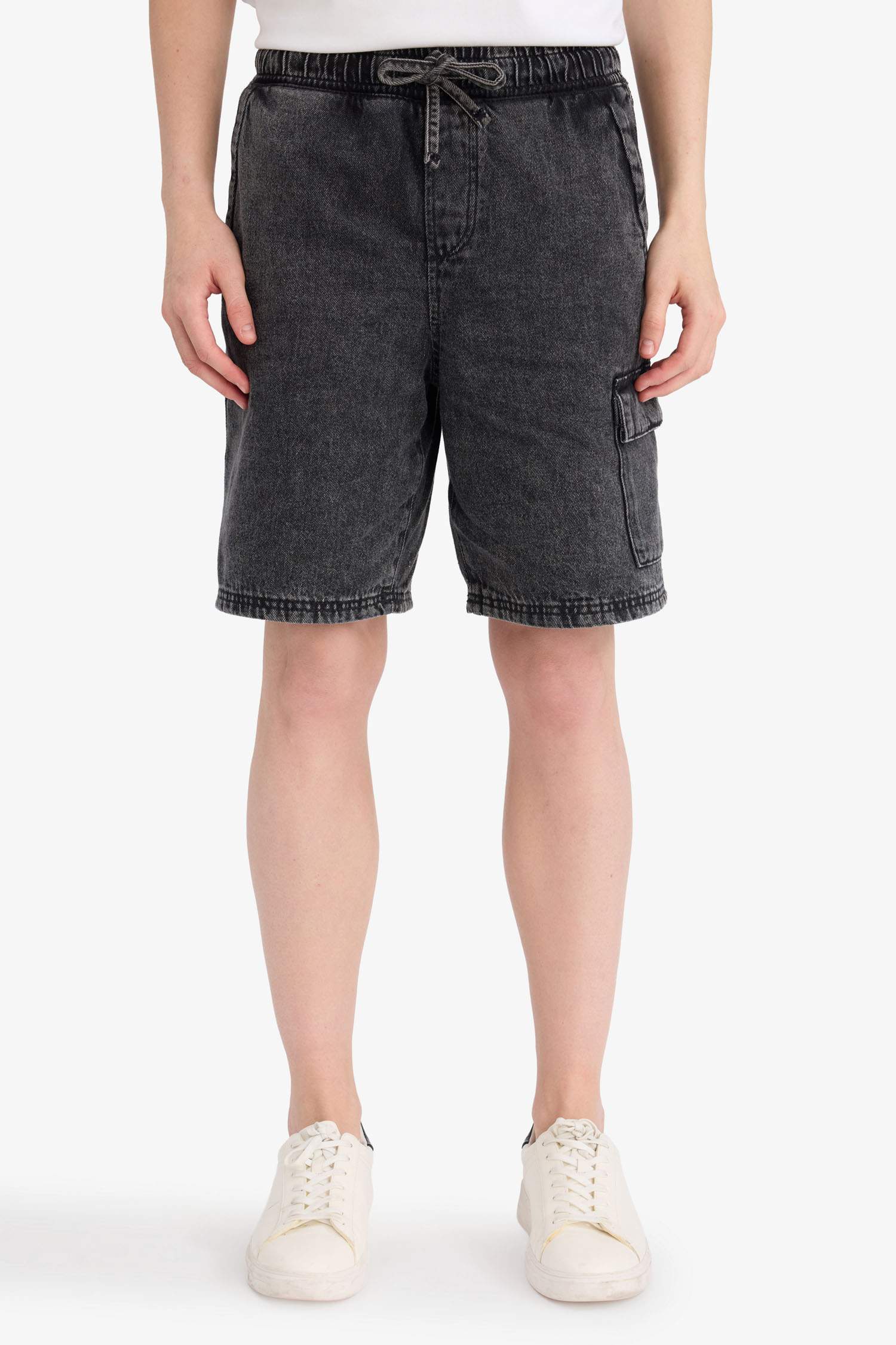 Loose Fit Denim Bermuda Shorts