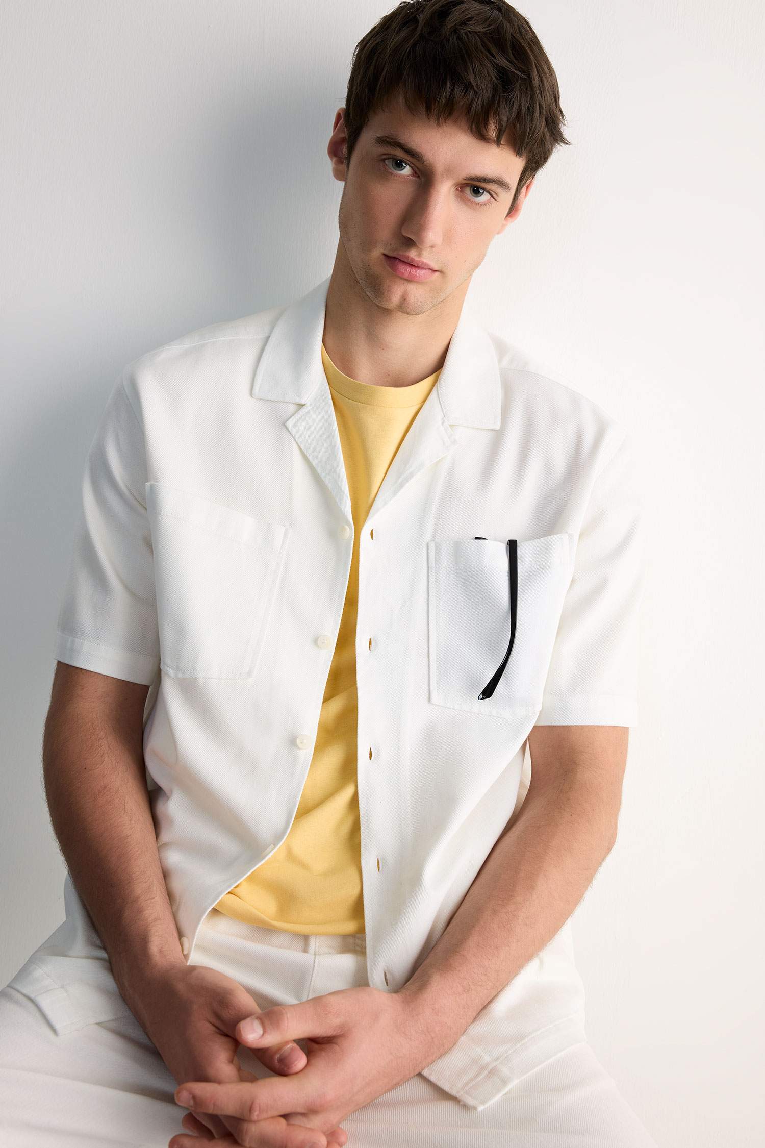 قميص نص ردن قطن قصة مريحة