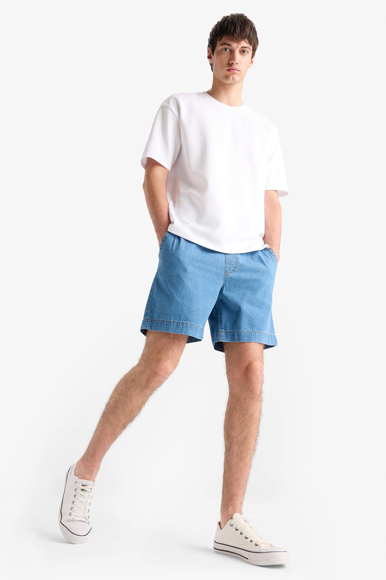 Relax Fit Denim Denim Bermuda
