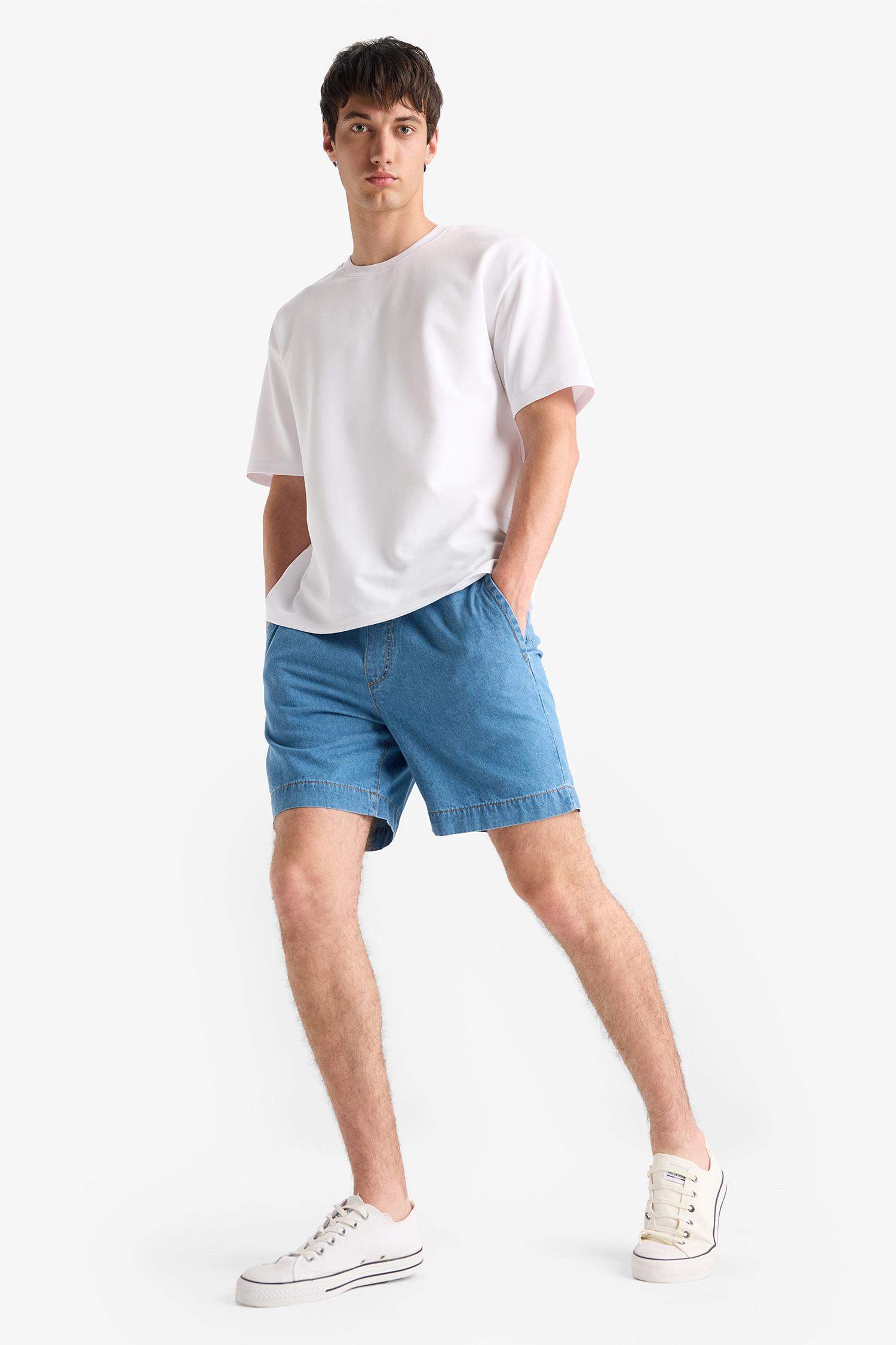 Relax Fit Denim Denim Bermuda