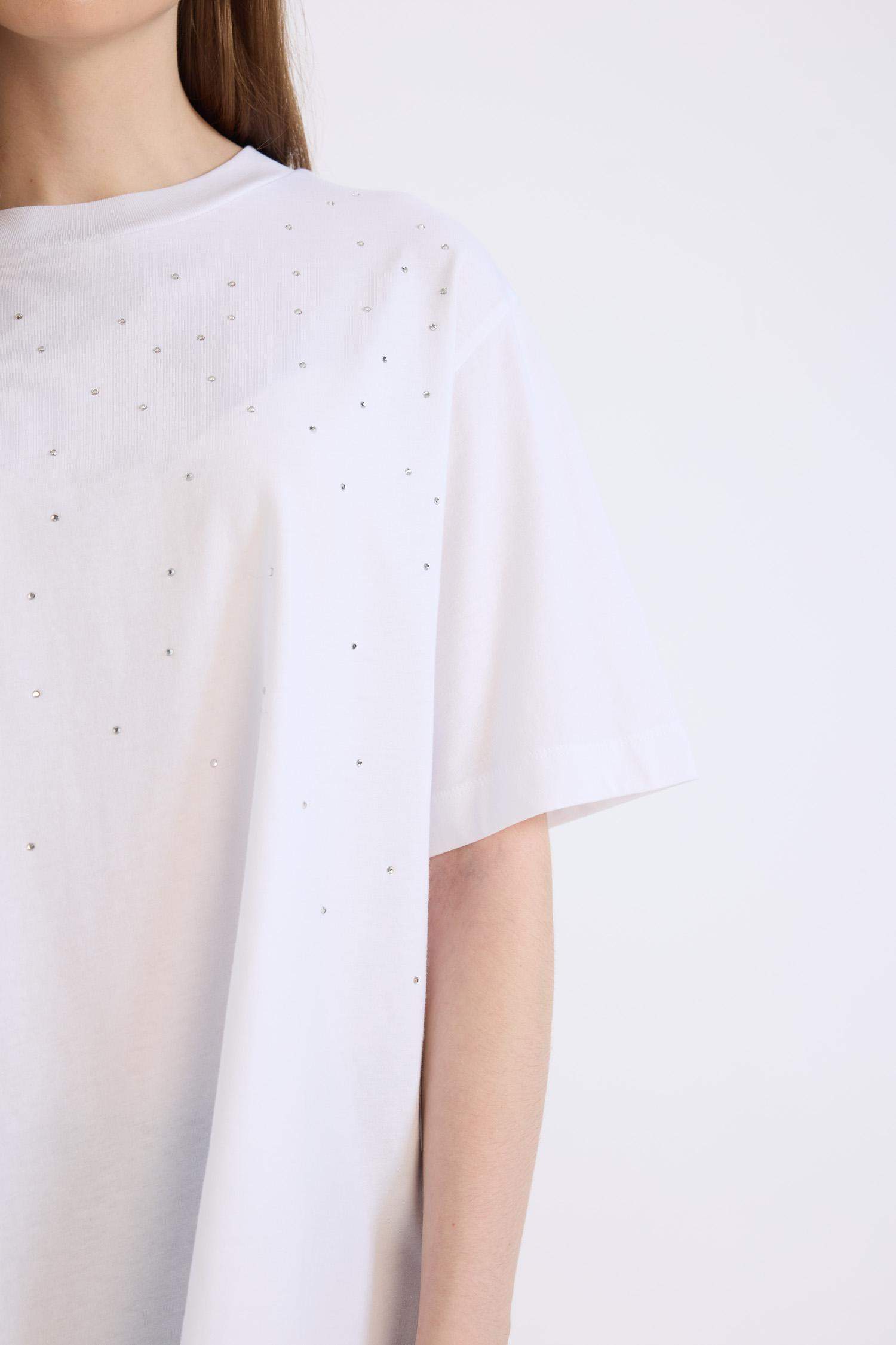 Regular Fit Bisiklet Yaka Basic Düz Kısa Kollu Beyaz Tişört Tunik