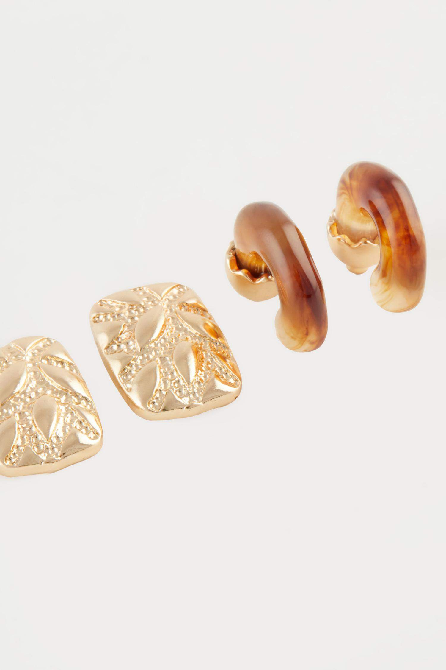 Kadın 2'li Gold Küpe