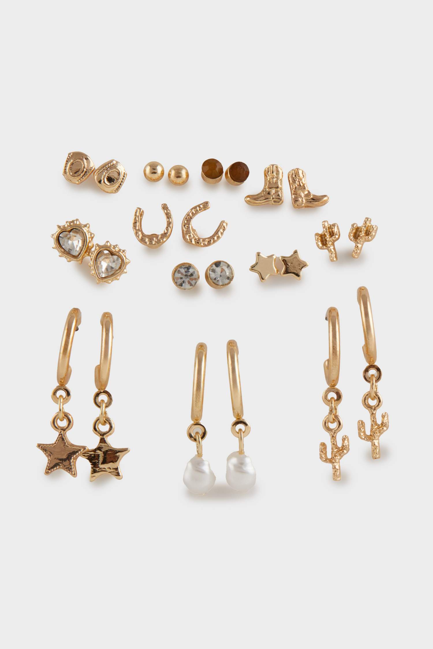 Kadın 12'li Gold Küpe