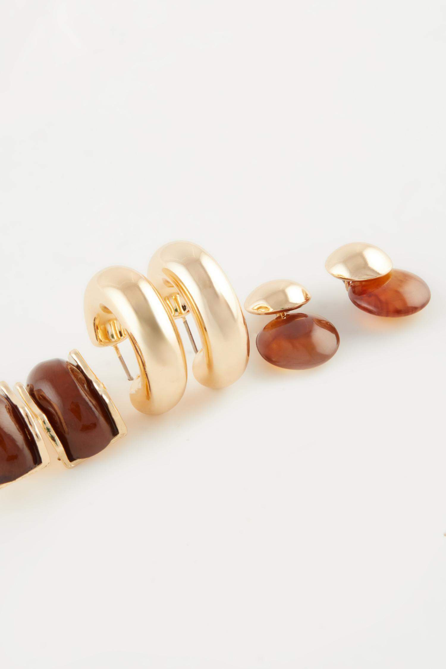 Kadın 3'lü Gold Küpe