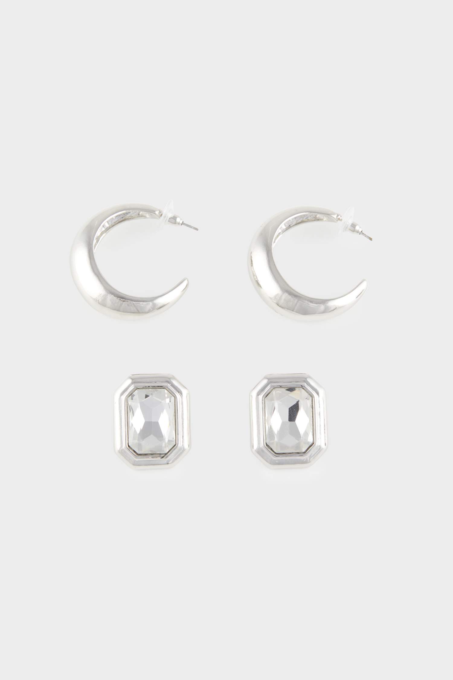 Kadın 2'li Taşlı Silver Küpe