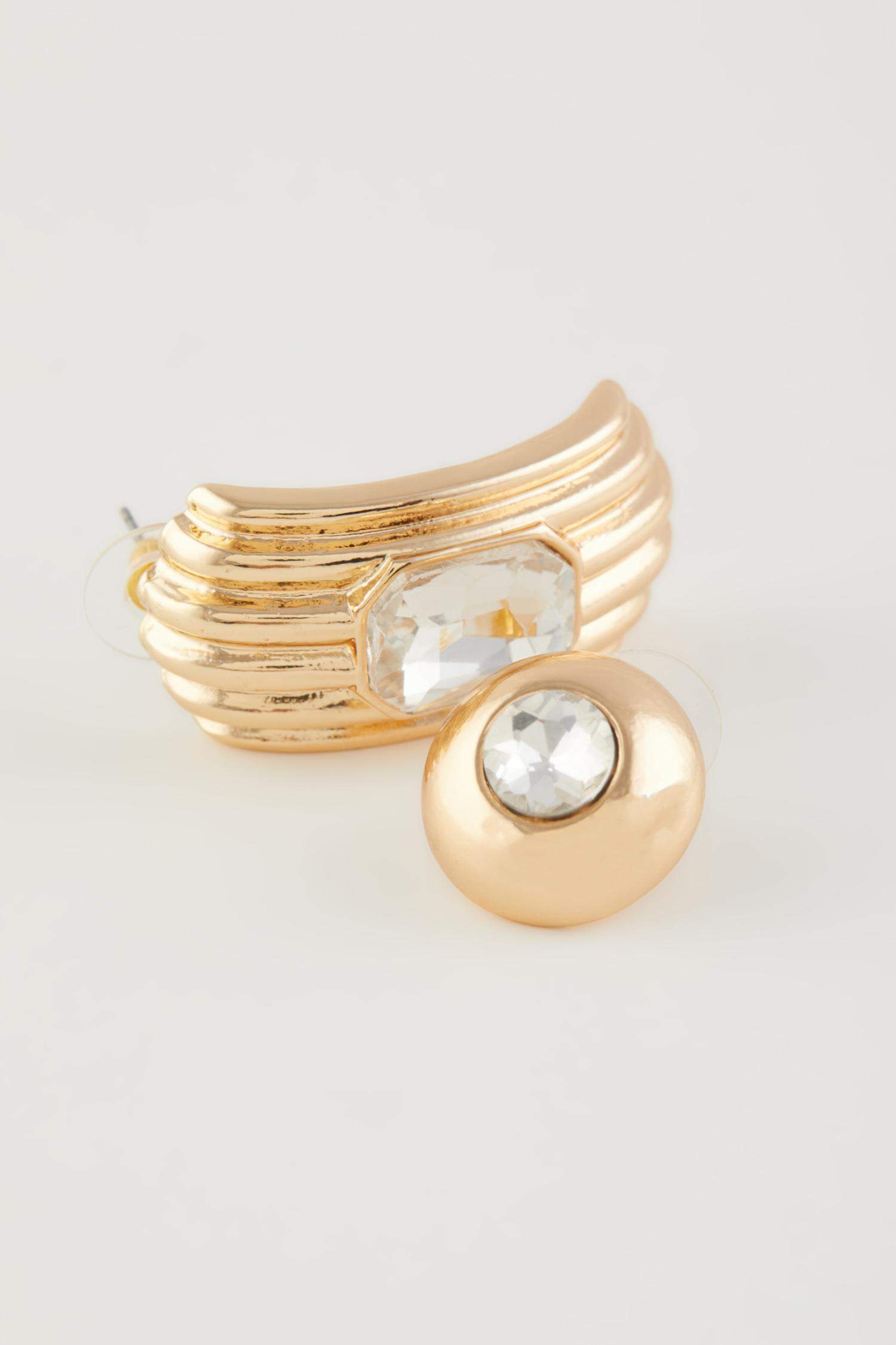 Kadın 2'li Taşlı Gold Küpe