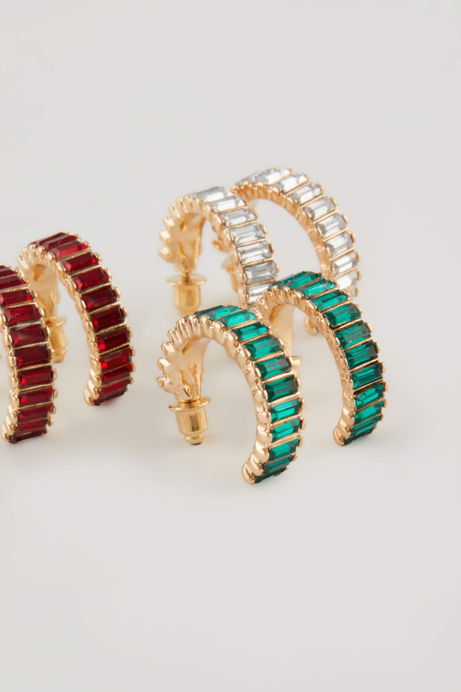 Kadın Renkli Taşlı Halka 3'lü Küpe