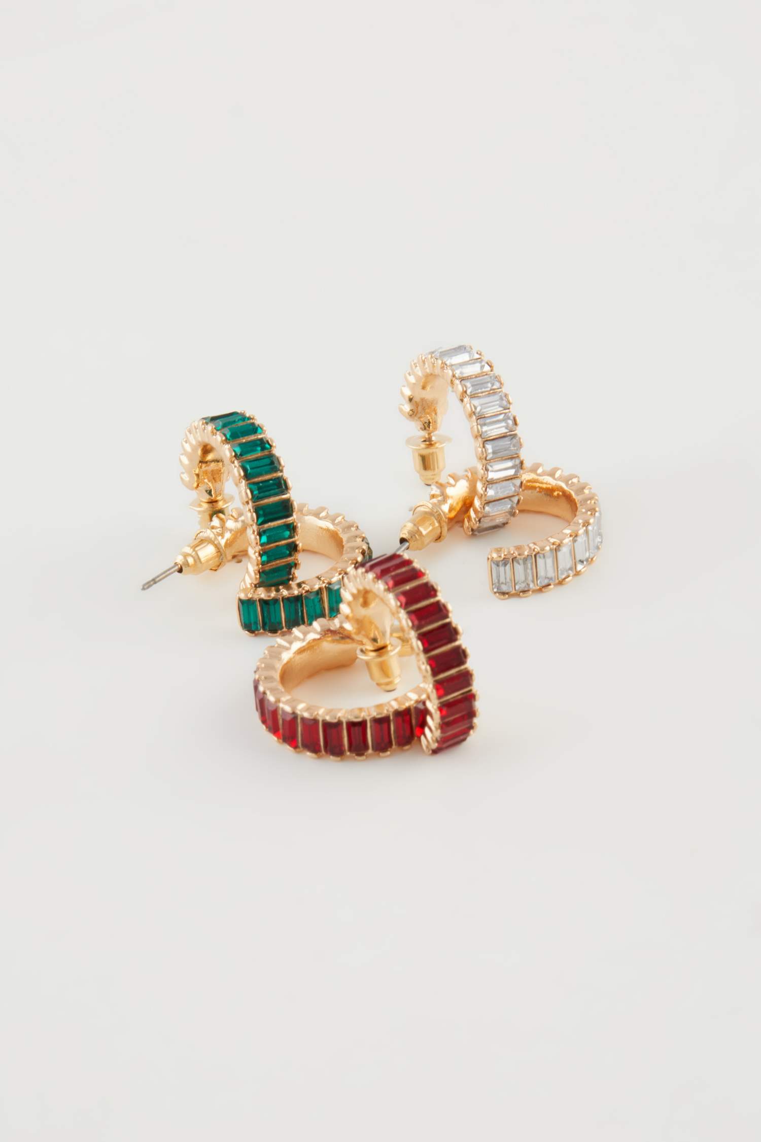 Kadın Renkli Taşlı Halka 3'lü Küpe