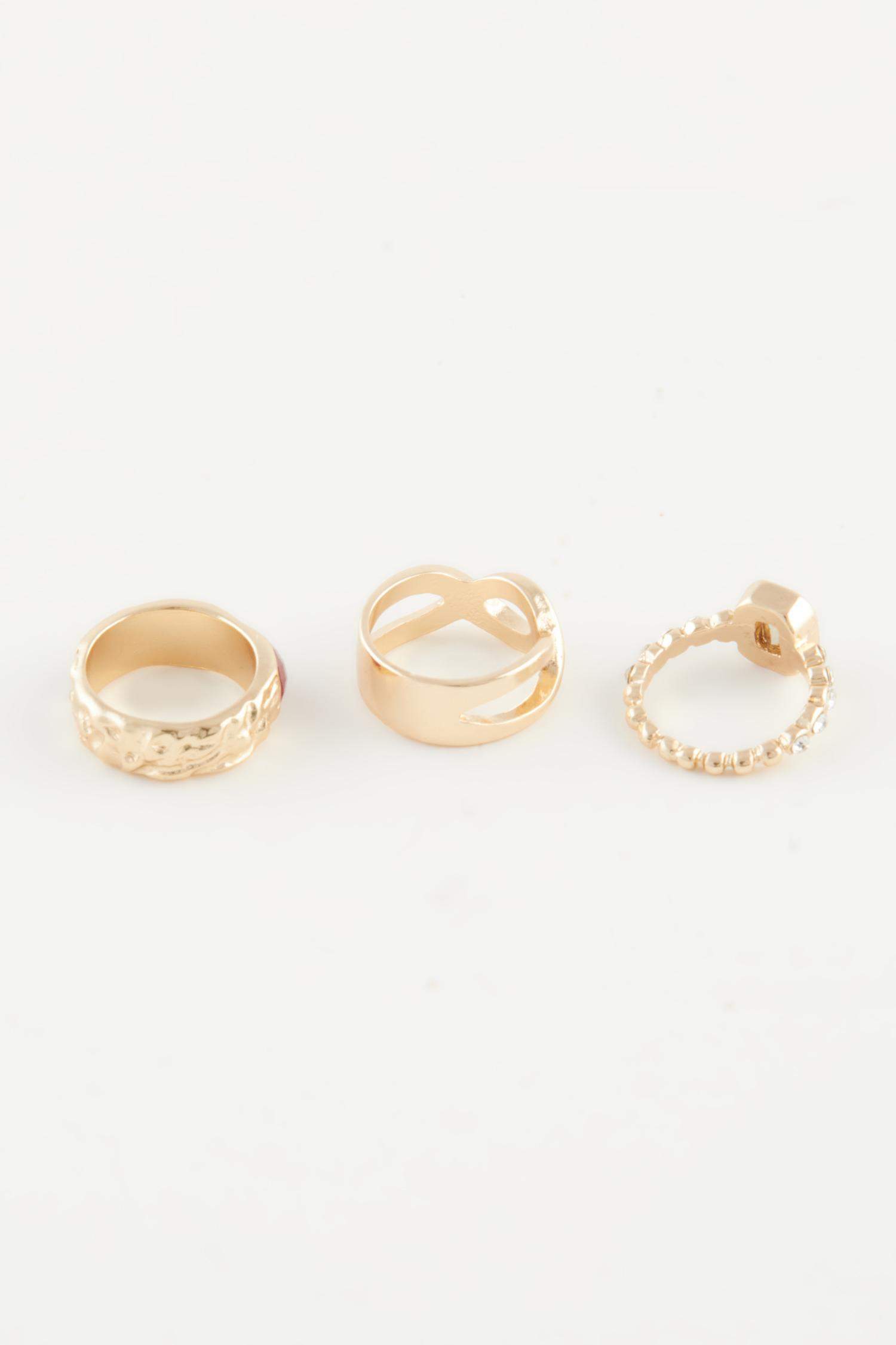 Woman 3 Piece Stone Gold Ring