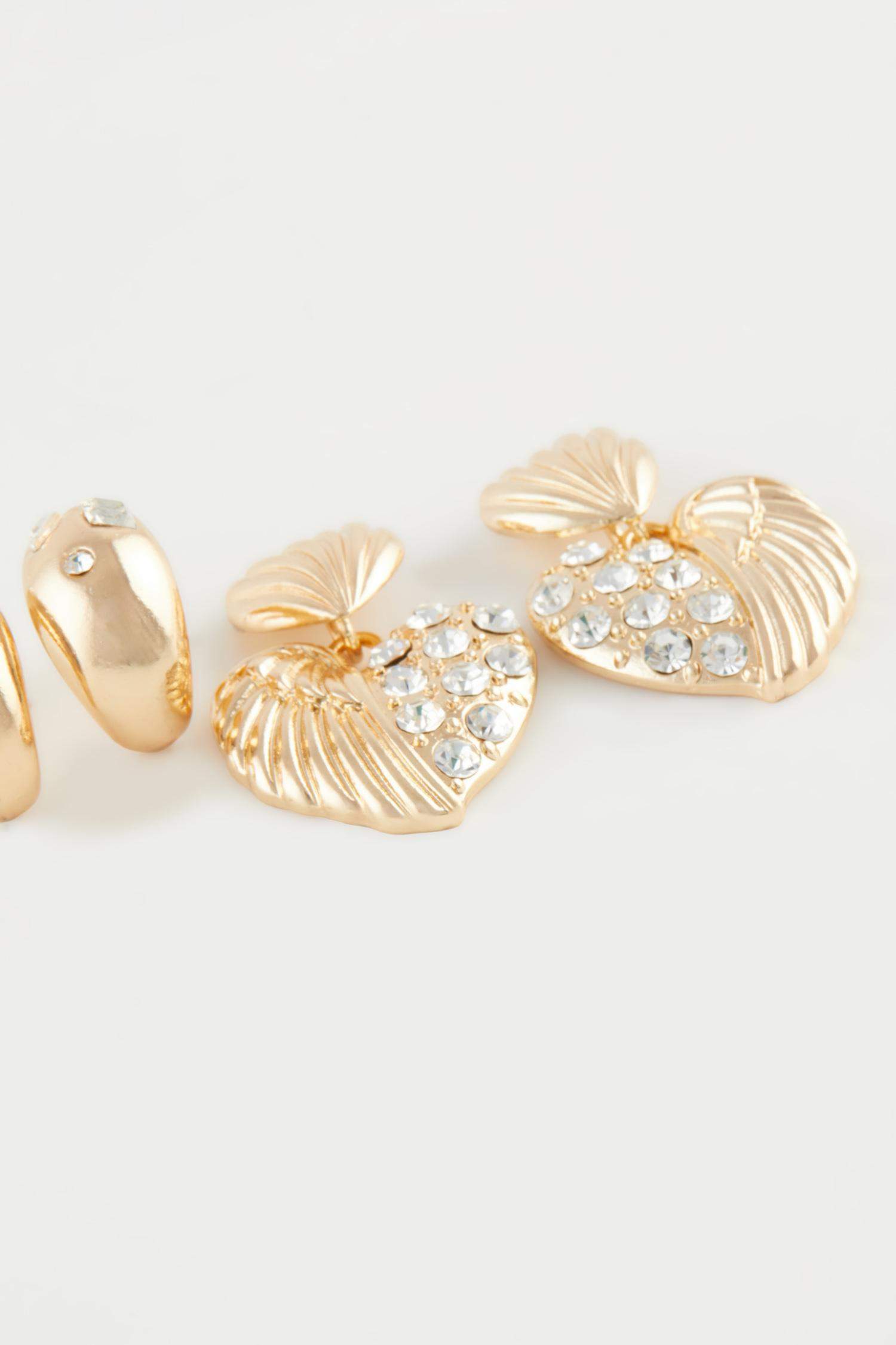 Kadın 2'li Taşlı Gold Küpe