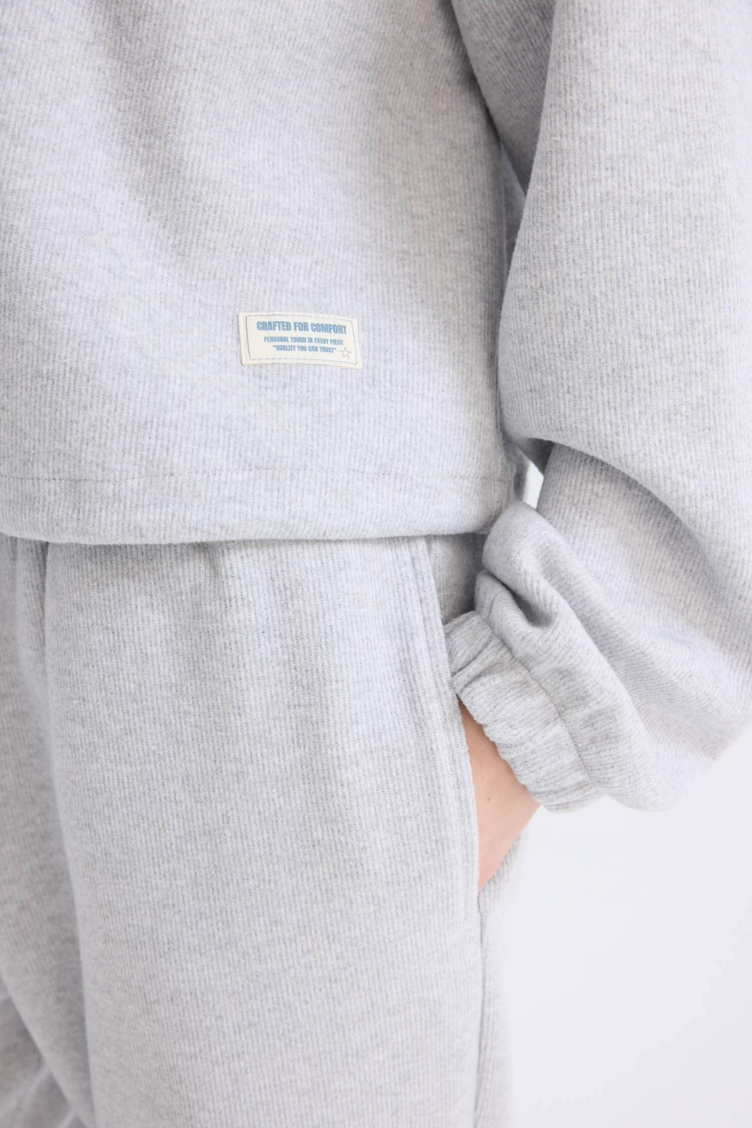 Loose Fit Basic Düz Kapüşonlu Fermuarlı Sweatshirt