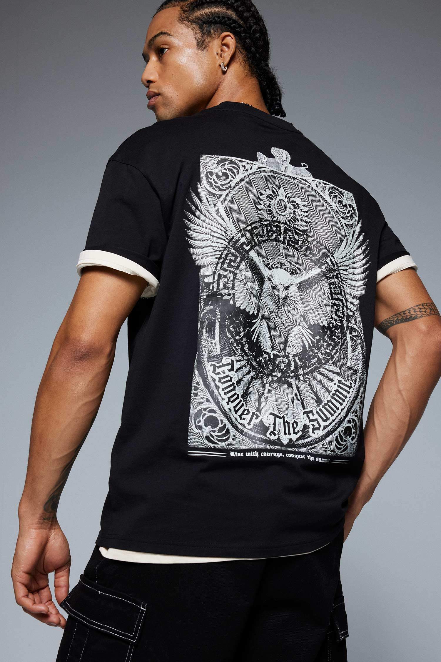 Boxy Fit Crew Neck Printed Short Sleeve T-Shirt