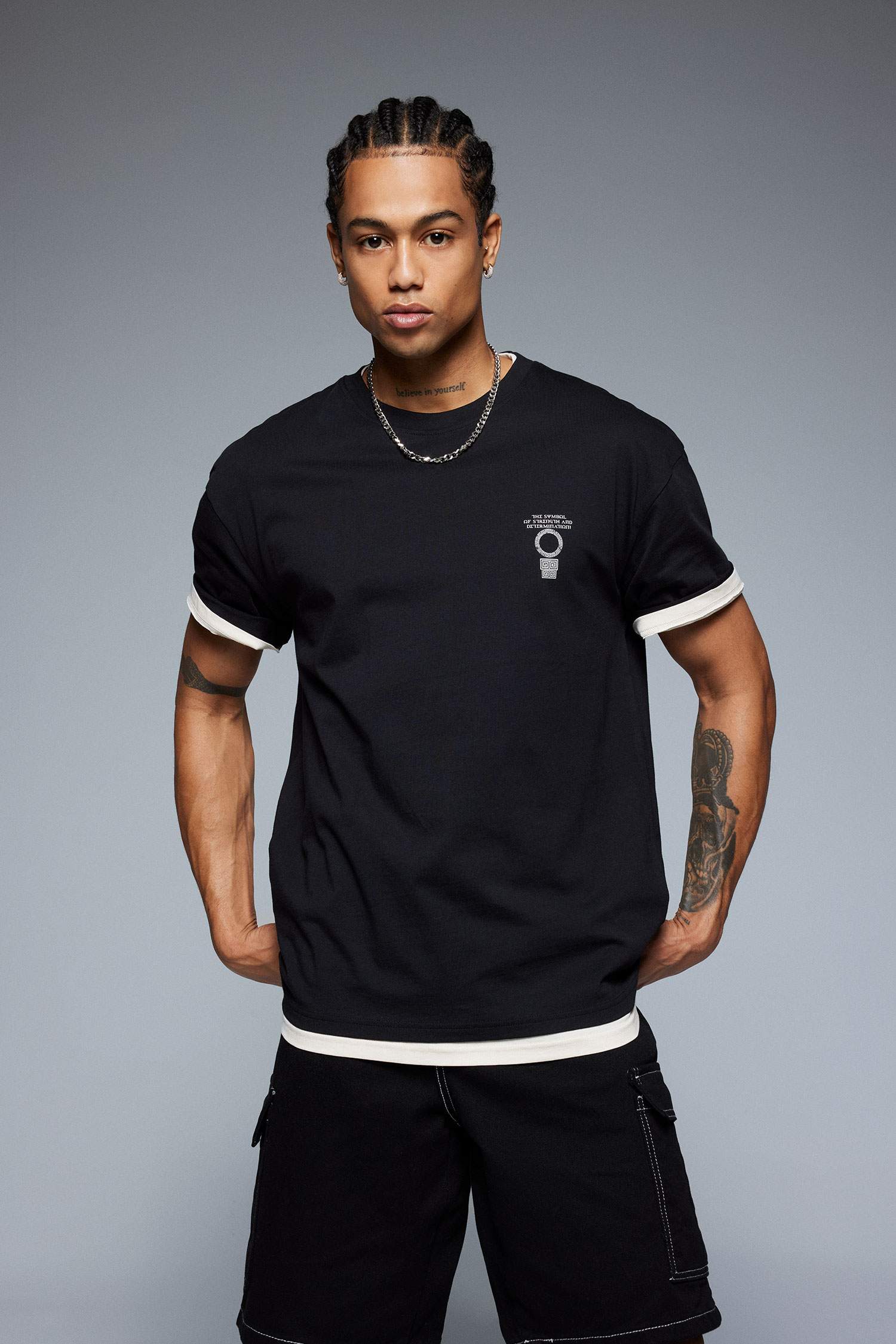 Boxy Fit Crew Neck Printed Short Sleeve T-Shirt