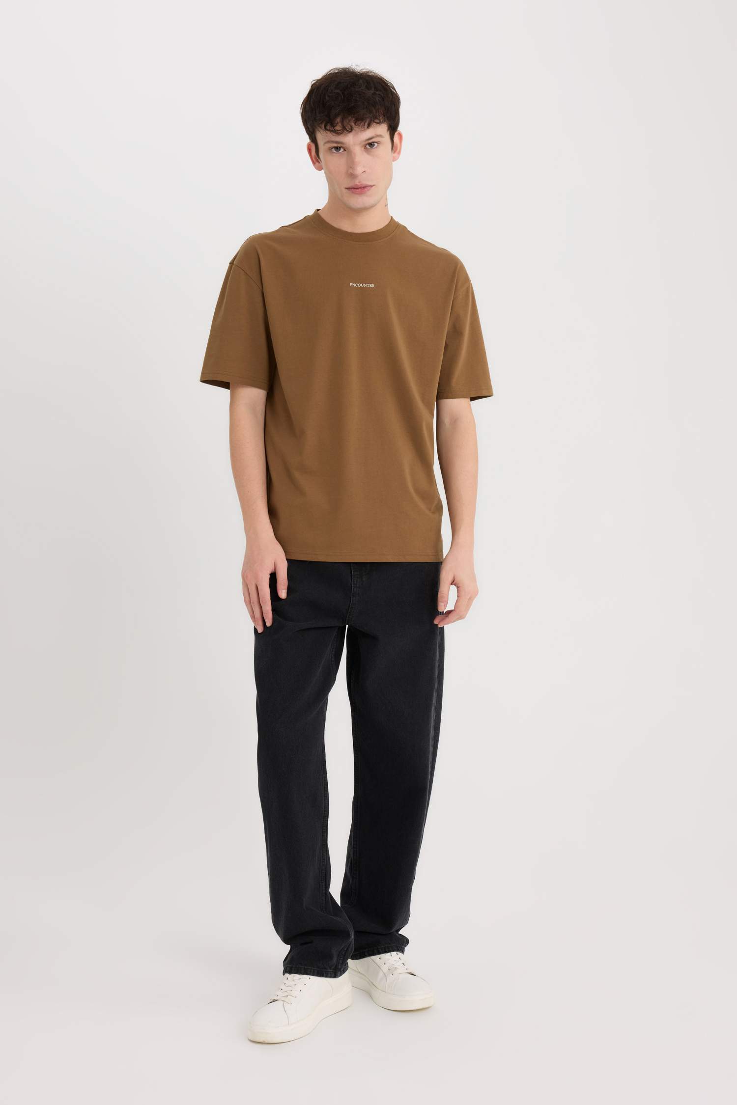 Boxy Fit Crew Neck Back Printed T-Shirt