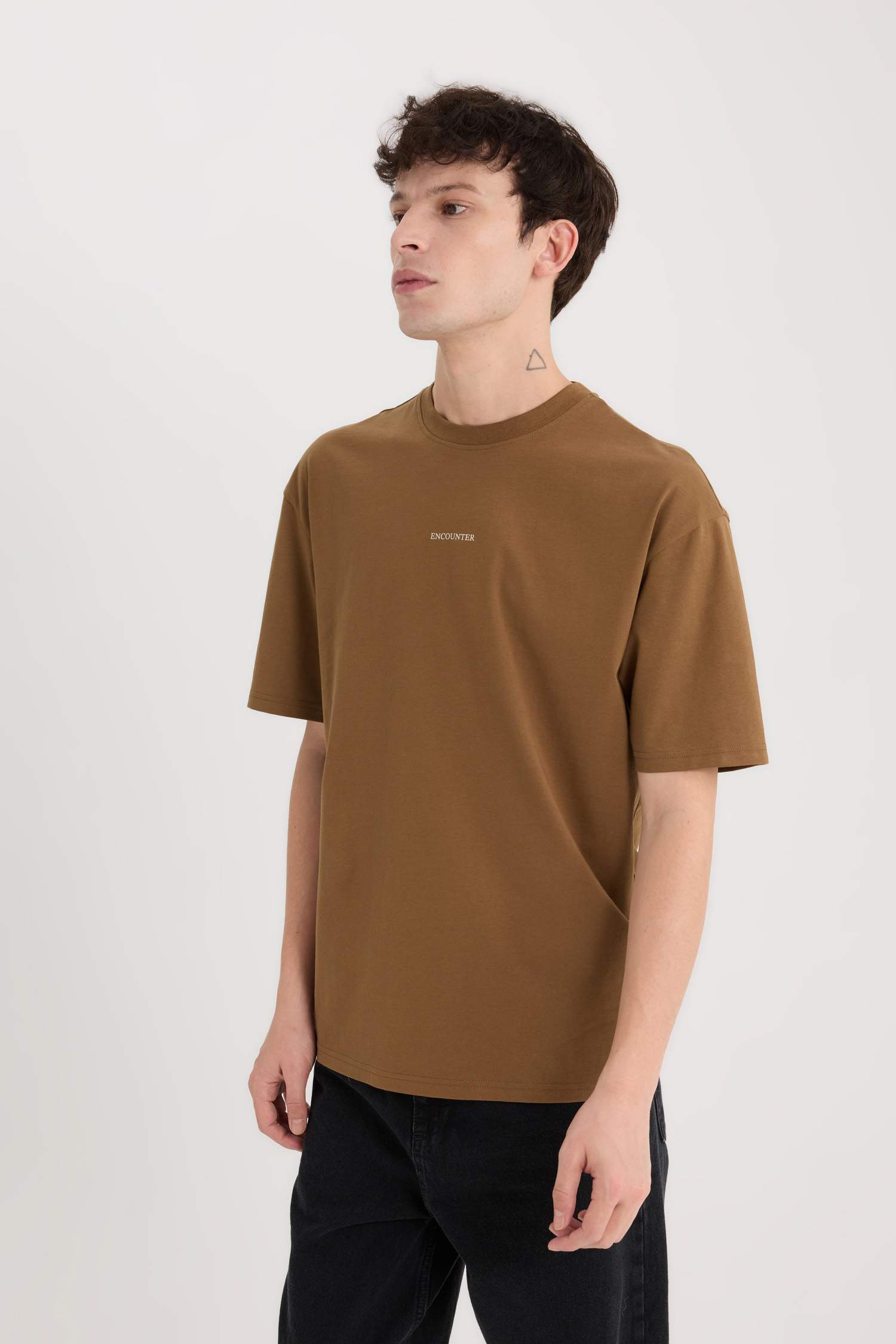 Boxy Fit Crew Neck Back Printed T-Shirt