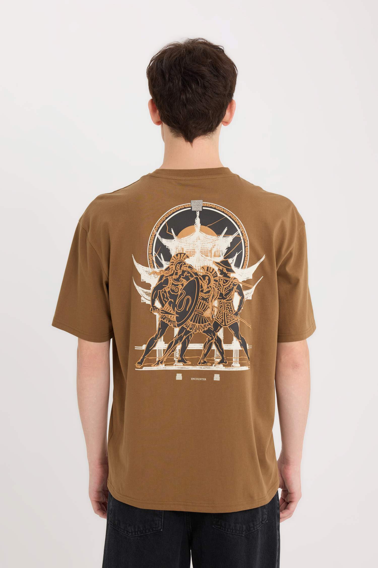 Boxy Fit Crew Neck Back Printed T-Shirt