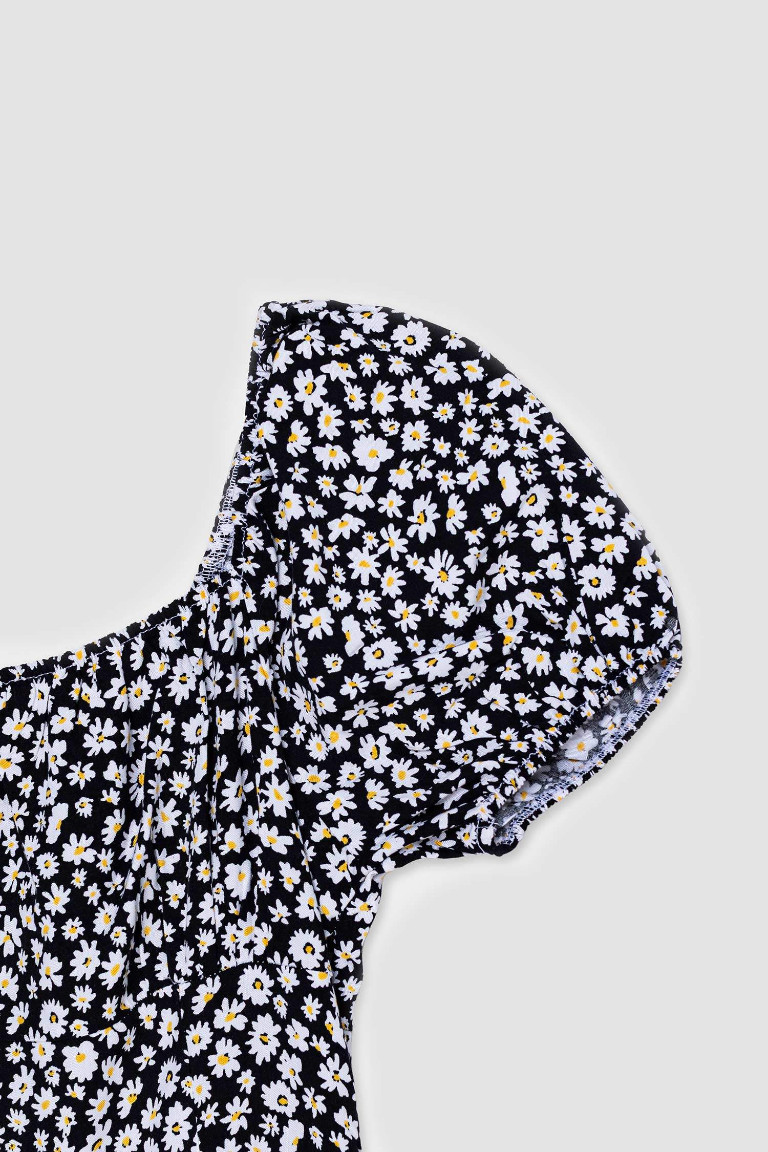 Coool гүлді шаршы ойық қысқа жеңді Қысқа жеңді тоқылған көйлек