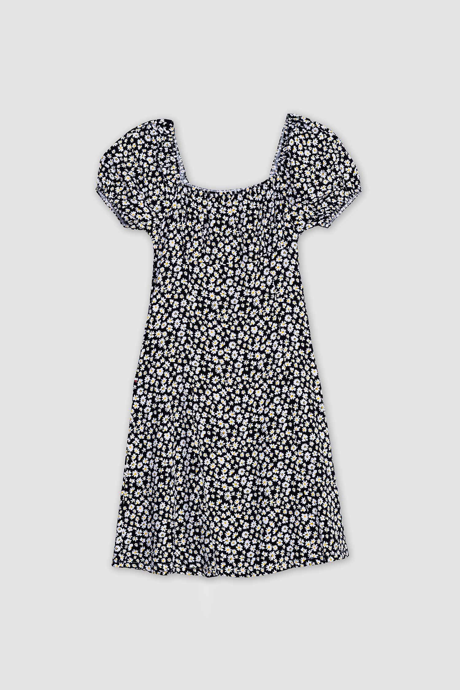 Coool гүлді шаршы ойық қысқа жеңді Қысқа жеңді тоқылған көйлек