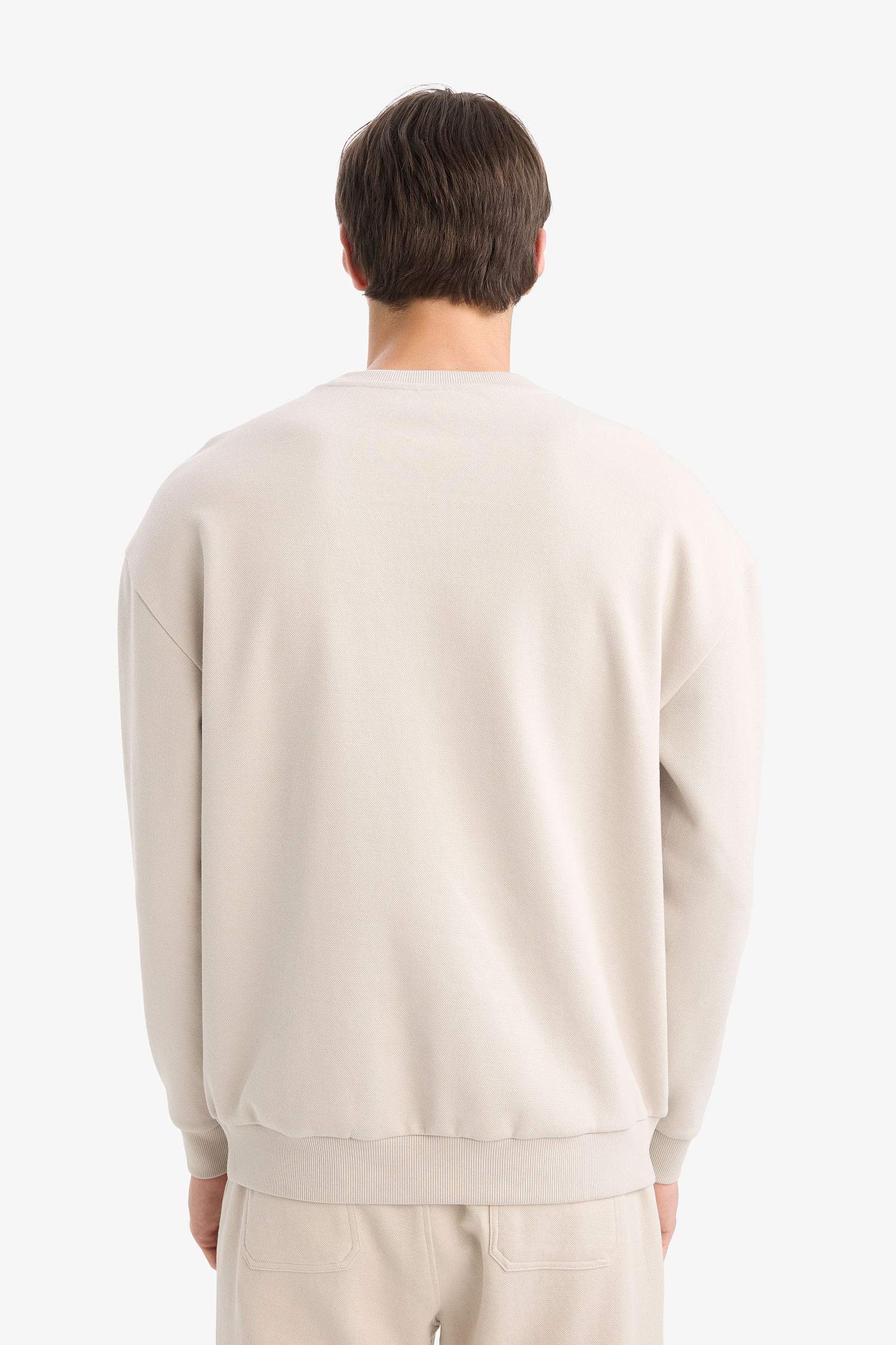 Свободный крой, круглый вырез, базовый однотонный пике свитшот