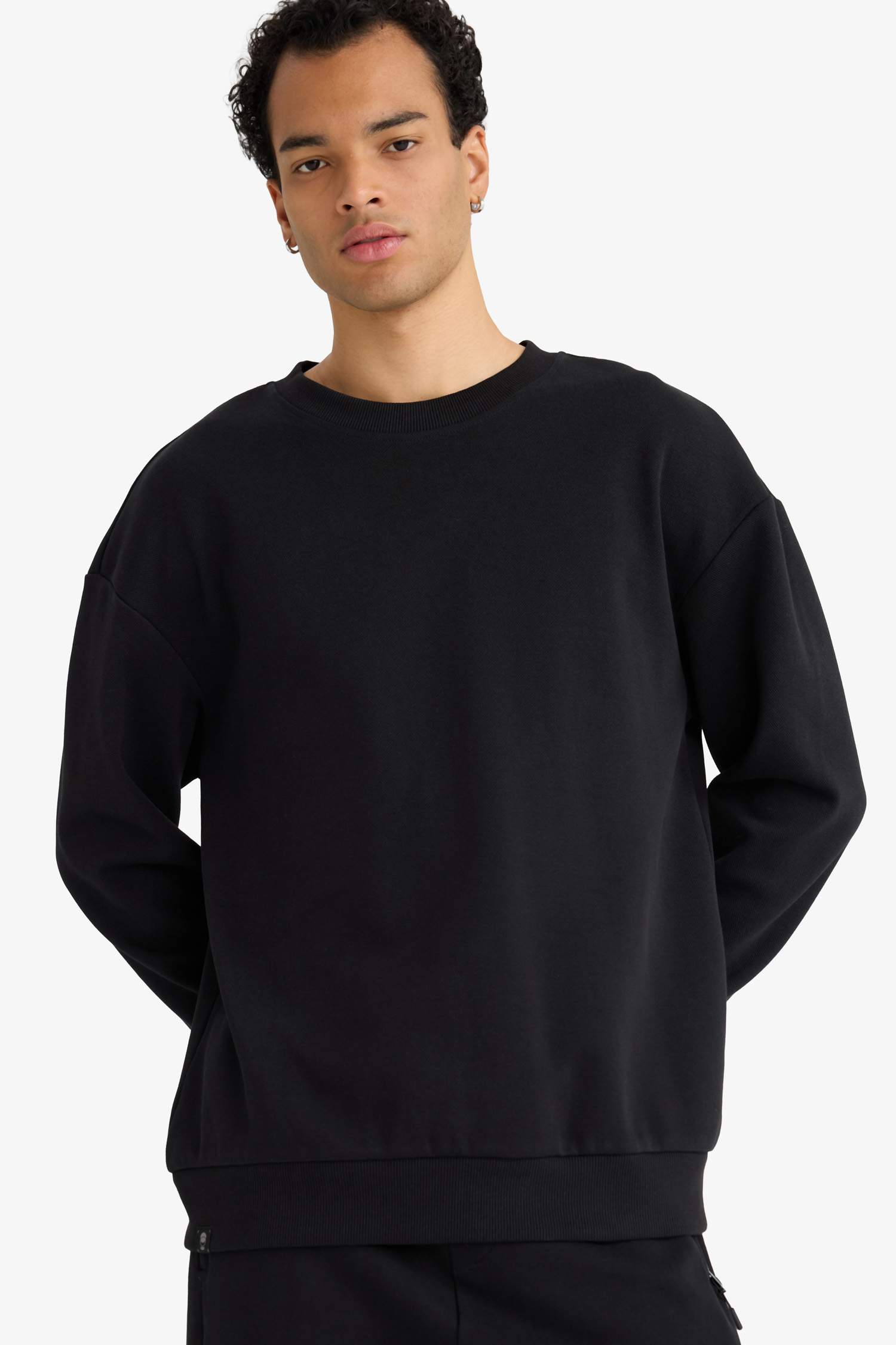 Boxy Fit Bisiklet Yaka Pike Sweatshirt