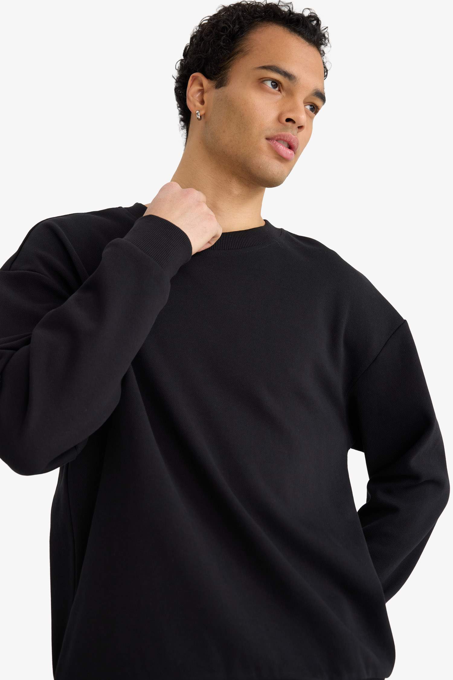 Boxy Fit Bisiklet Yaka Pike Sweatshirt