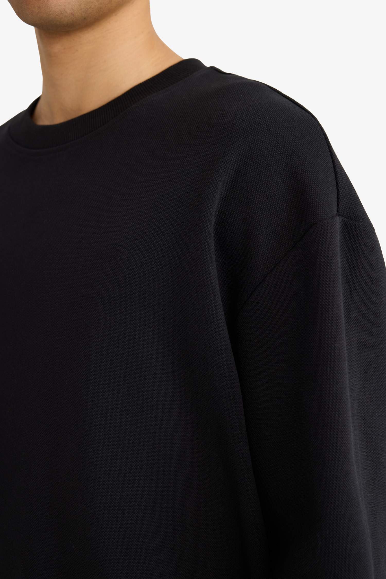 Boxy Fit Bisiklet Yaka Pike Sweatshirt