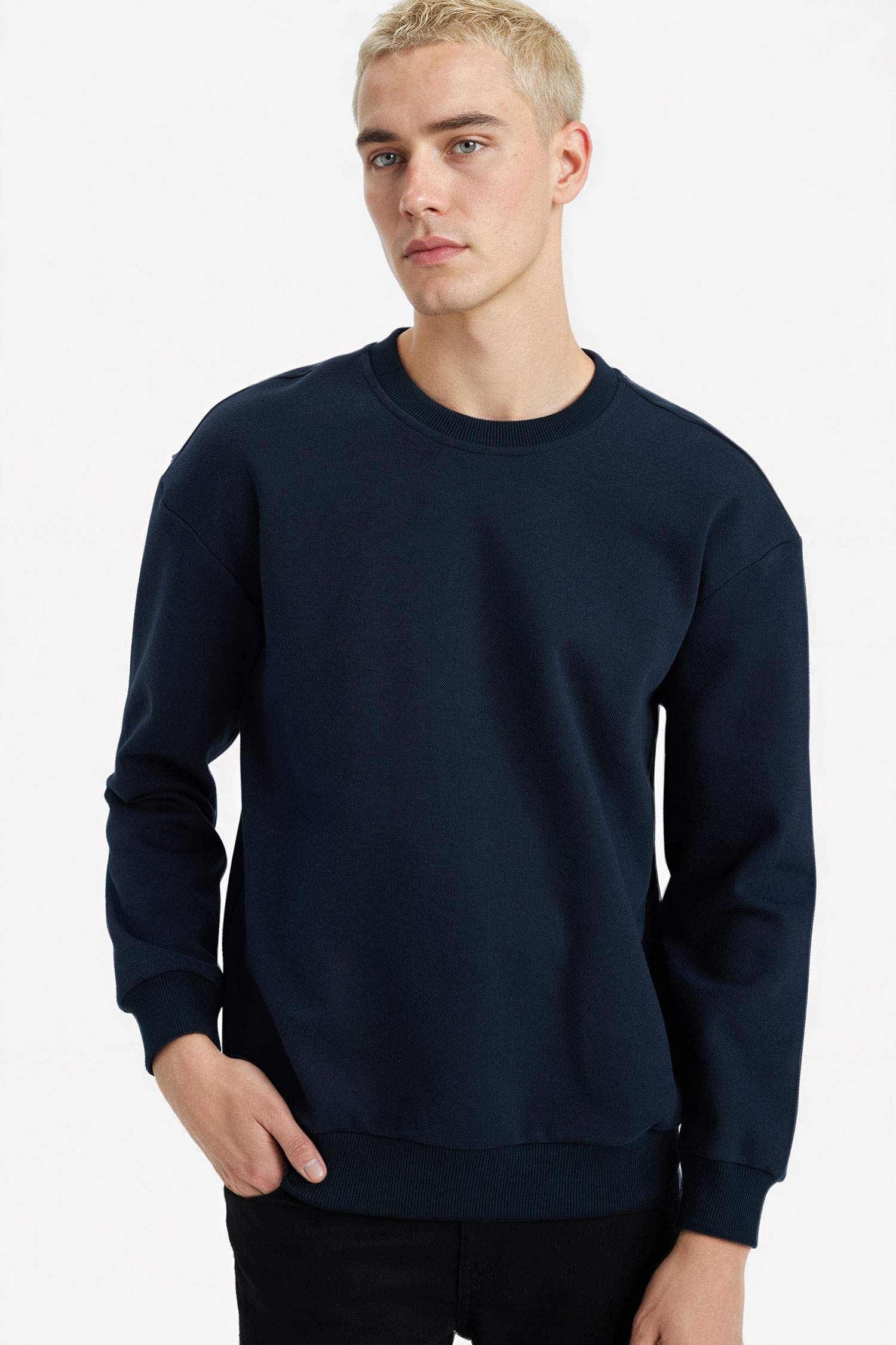 Boxy Fit Bisiklet Yaka Pike Sweatshirt
