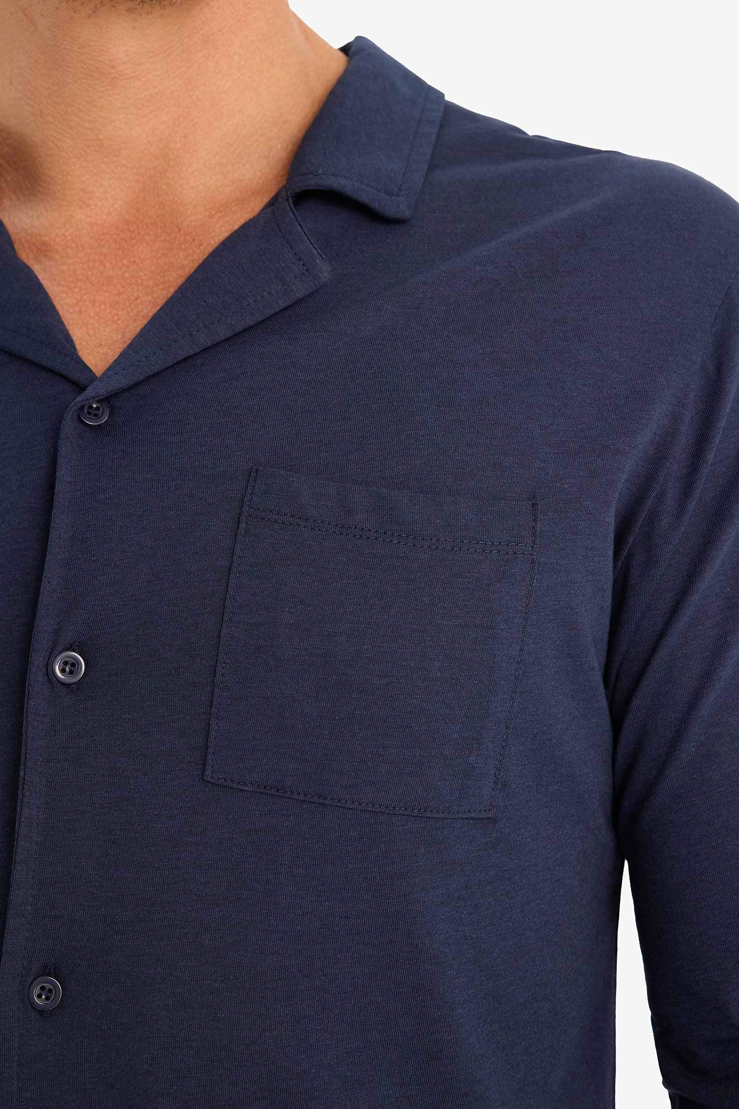 Premium Regular Fit Pijama Takımı Basic Düz Uzun Kollu Üst Uzun Alt