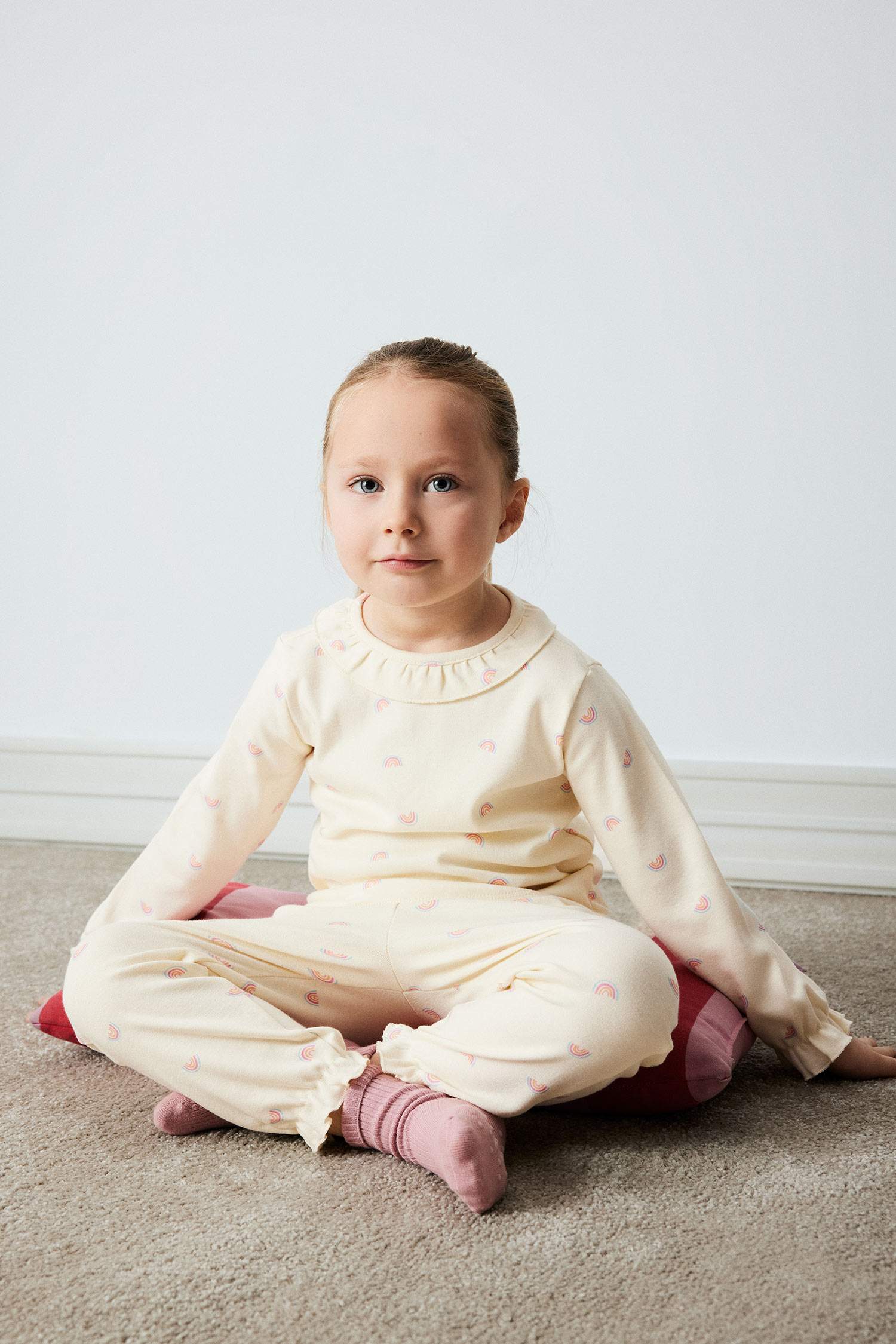 Baby Girl Rainbow Printed Top Bottom 2 Piece Pajama Set