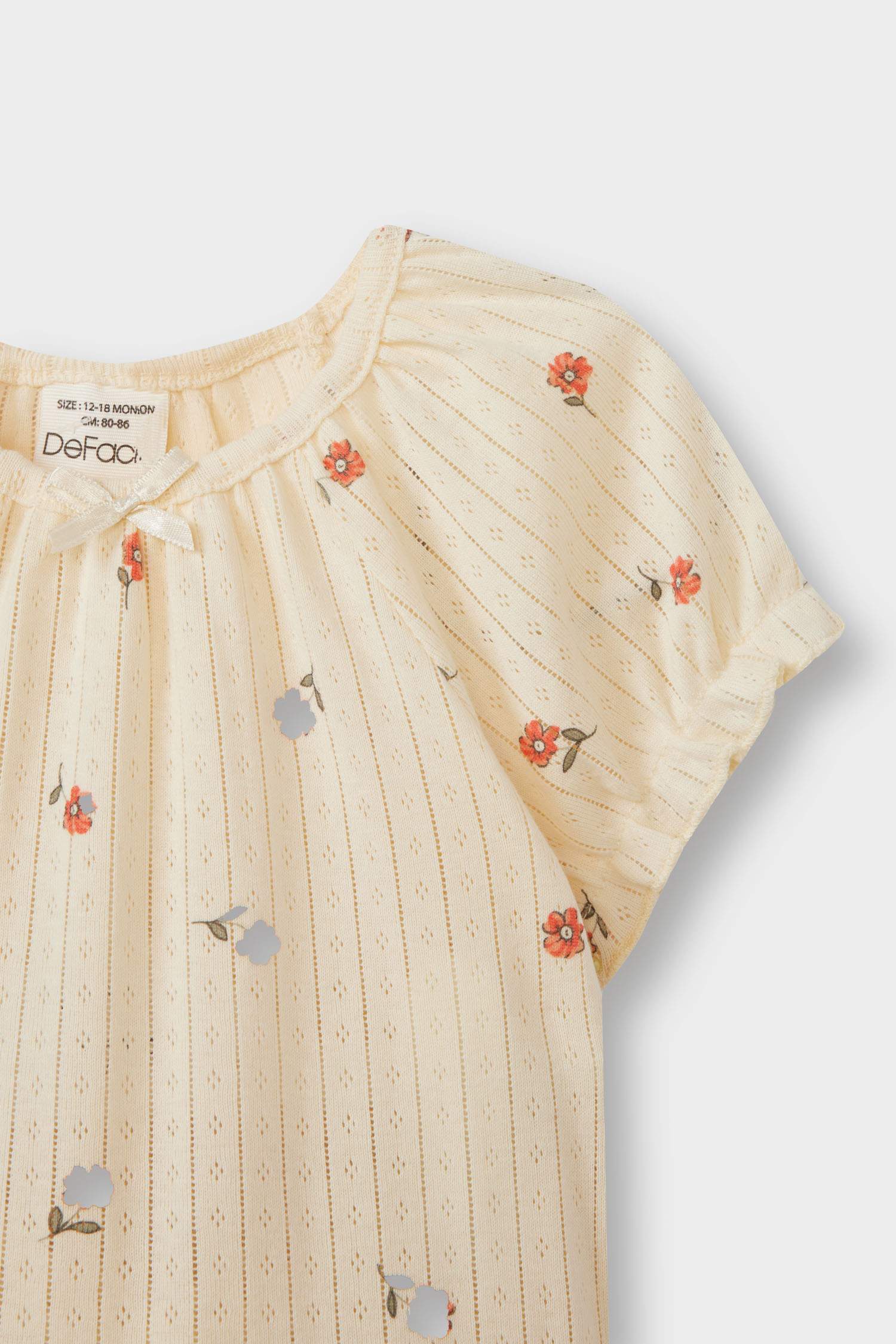 Baby Girl Floral Short Sleeve Ribbed 2 Piece Pajama Set