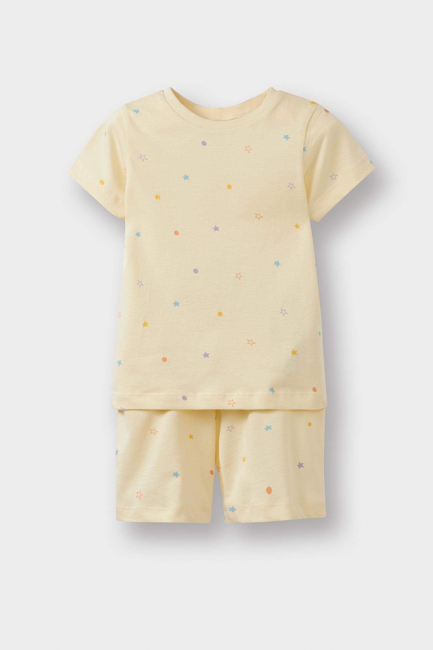 سيت بجامة بيبي بناتي بطبعة نجم - 4 قطع