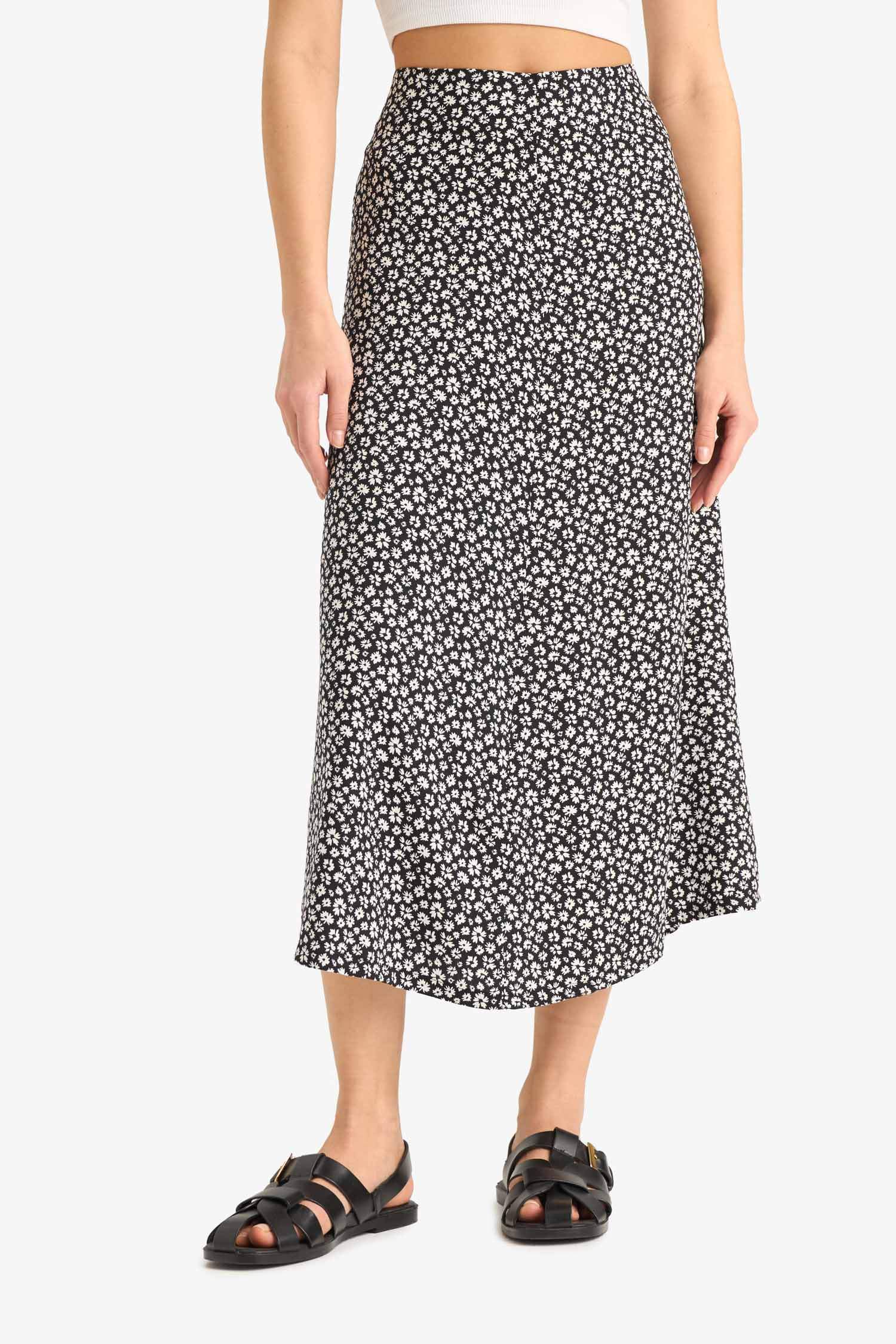 A Line Floral High Waist Maxi Skirt