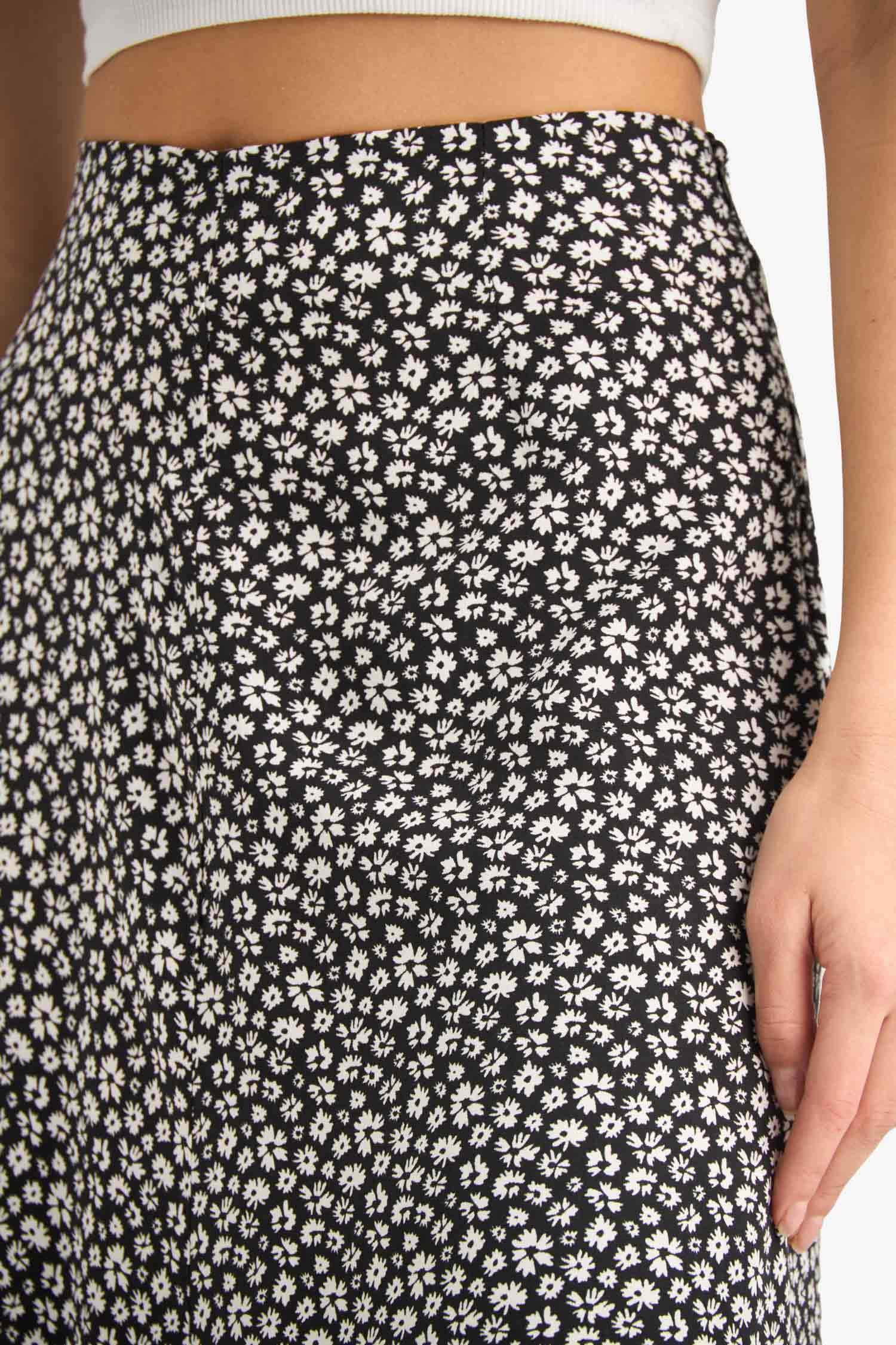 A Line Floral High Waist Maxi Skirt