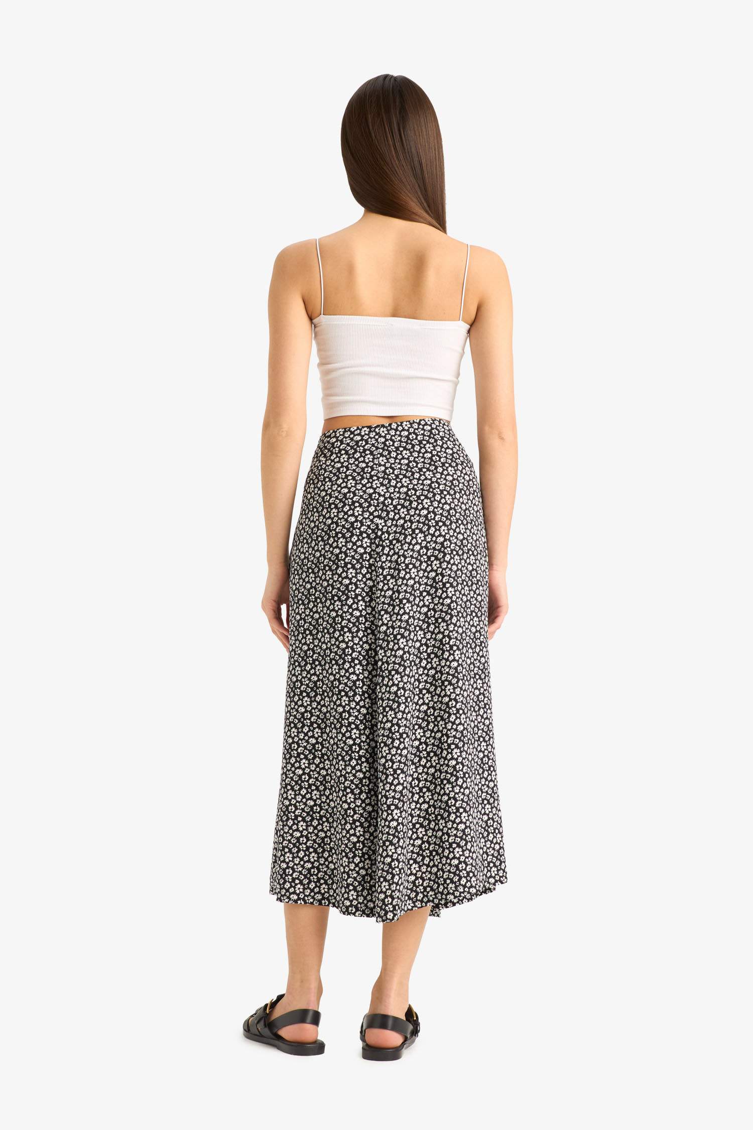 A Line Floral High Waist Maxi Skirt