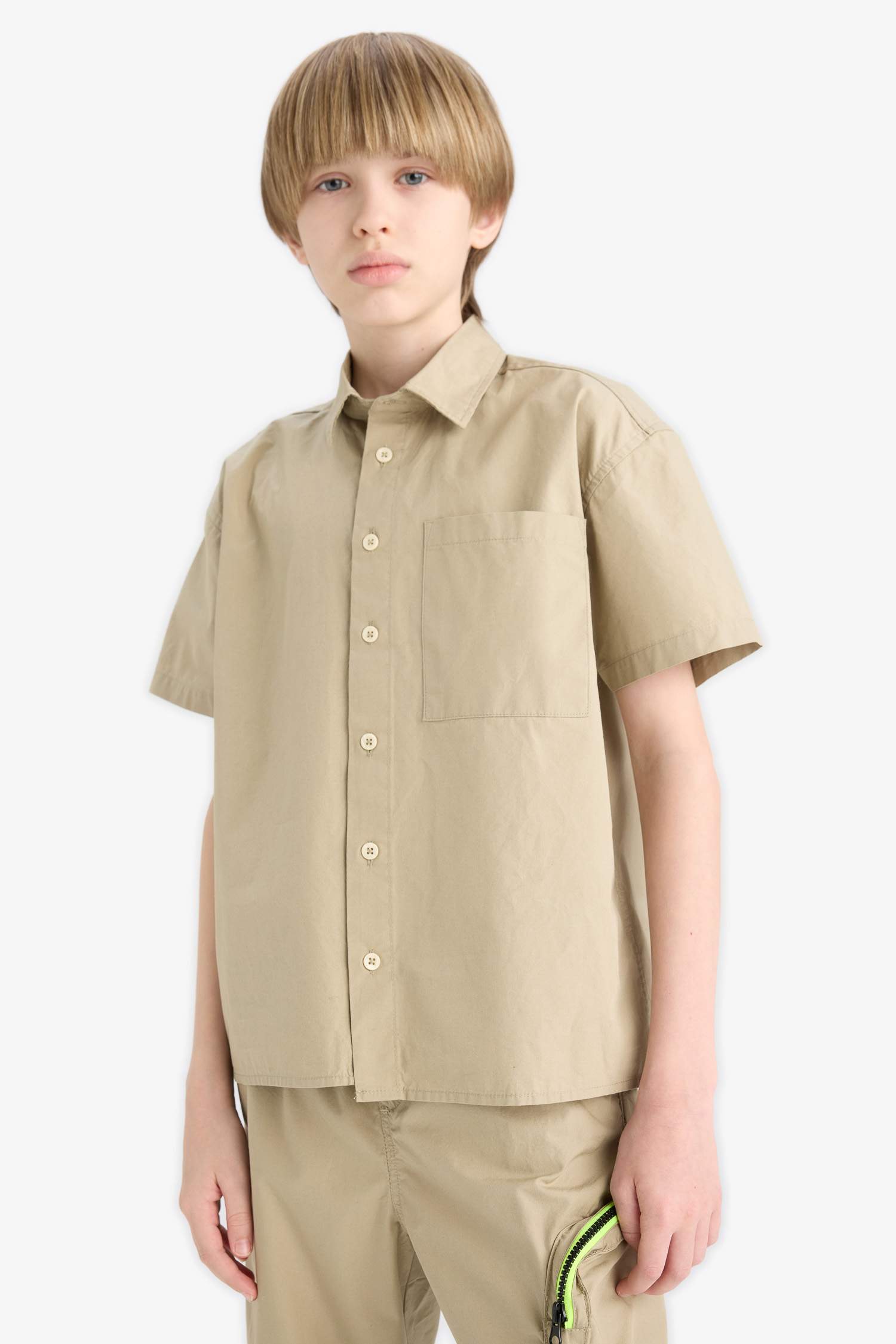 Boy Oversize Fit Polo Collar Parachute Shirt