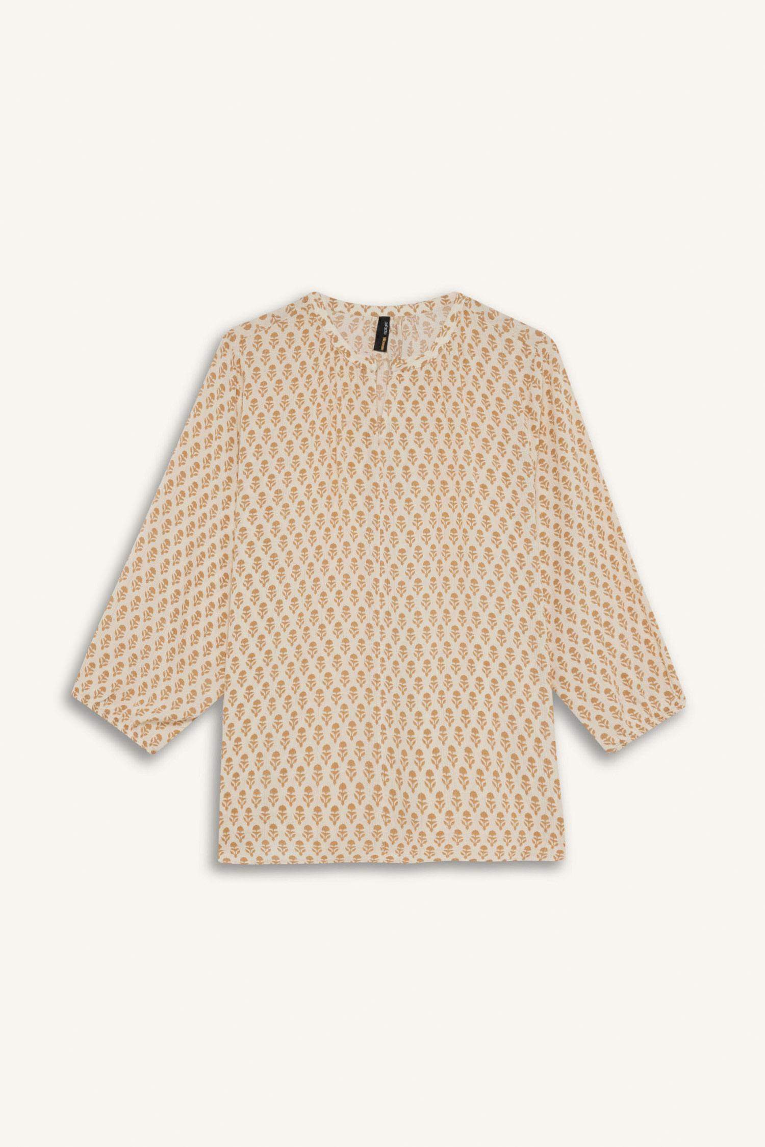 Regular Fit Apaş Yaka Simli Kumaş Uzun Kollu Bluz