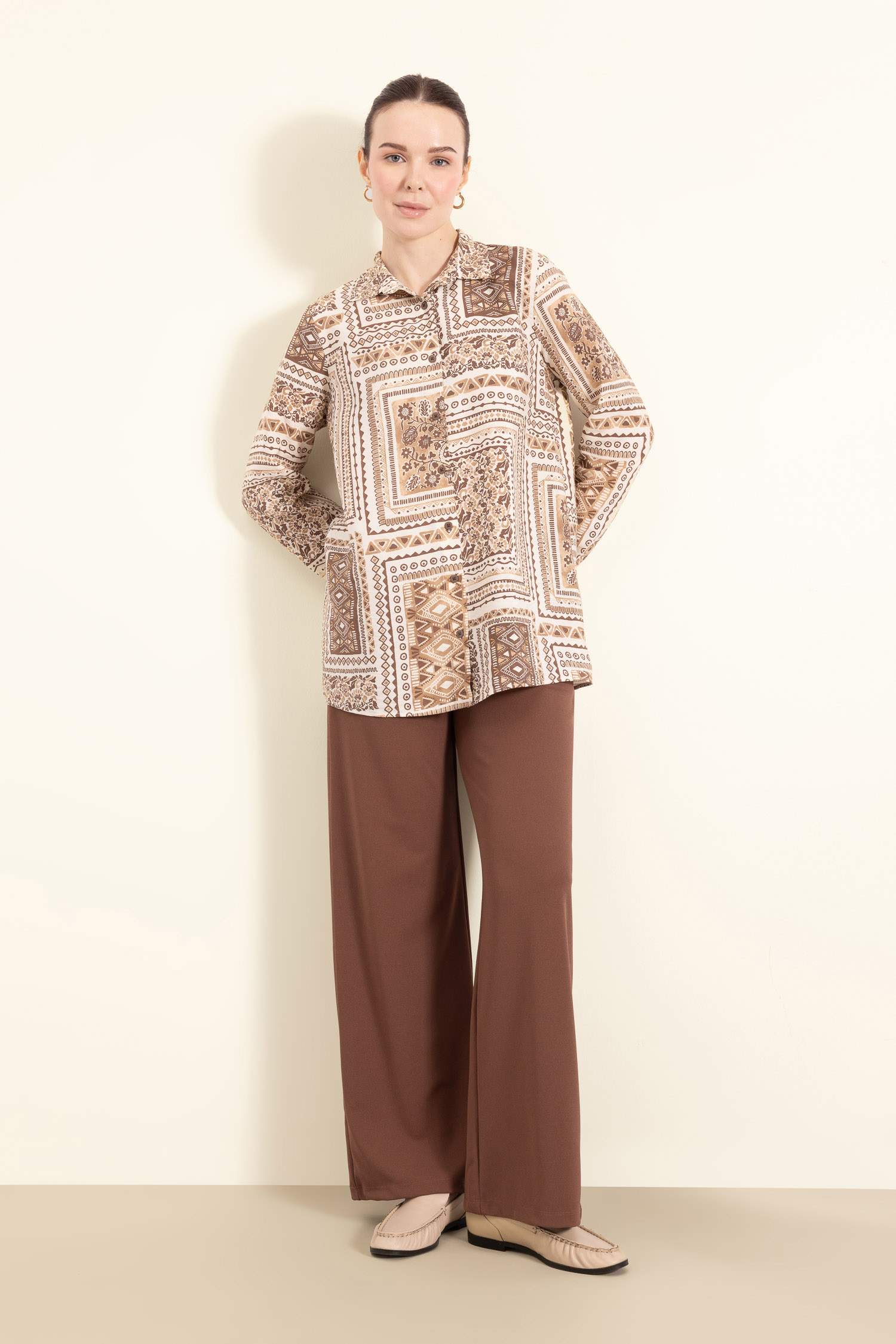 жейде мойыны Ұзын Жеңді Туника