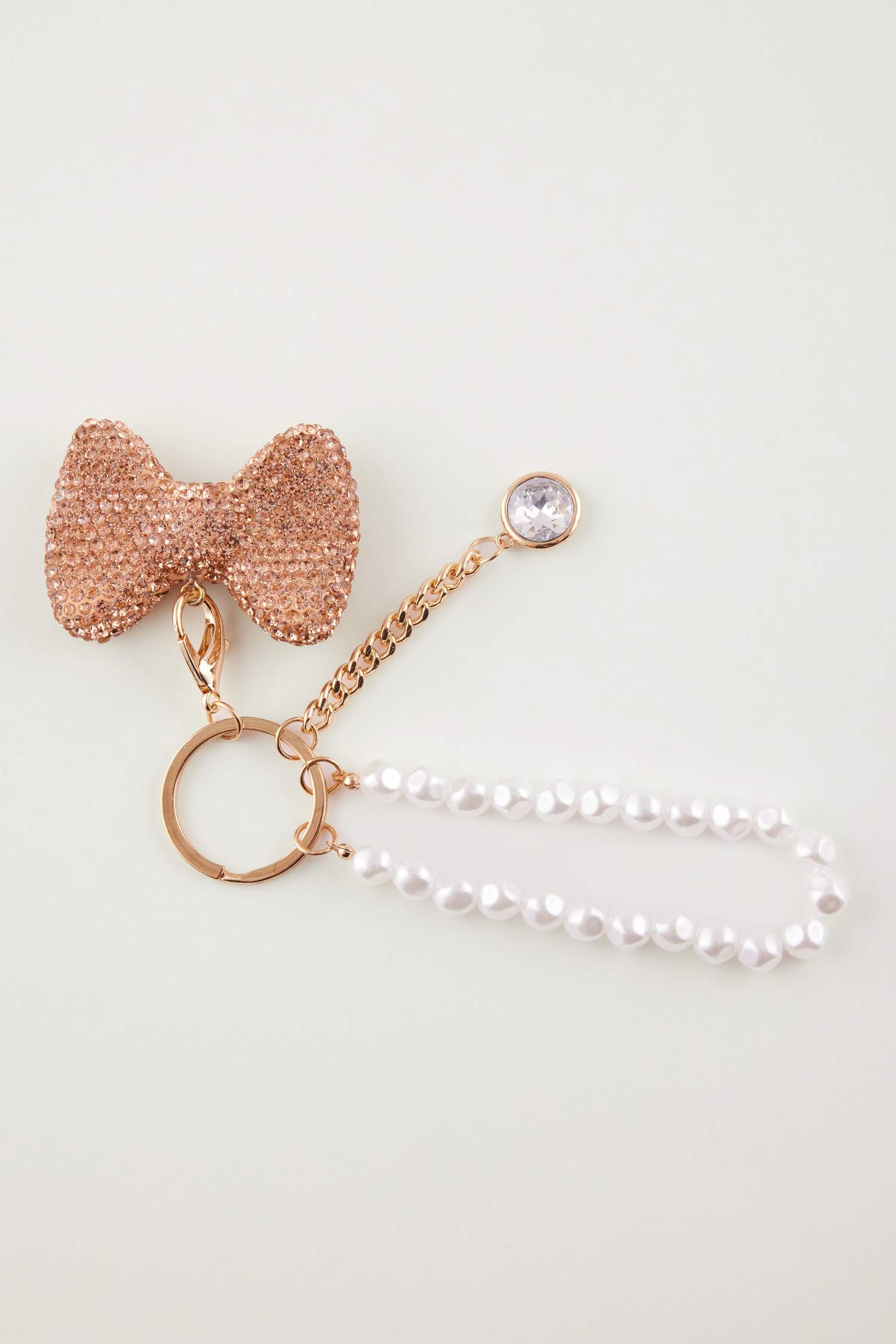 Gold Taşlı Fiyonk Charm Anahtarlık