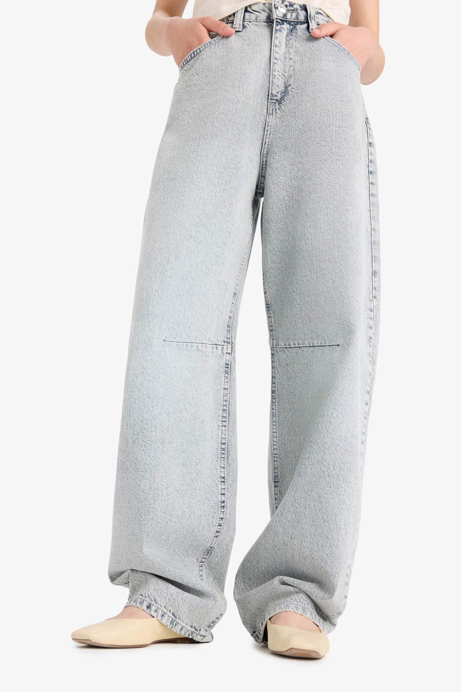 Baggy Fit High Waist Straight Leg Long Jeans