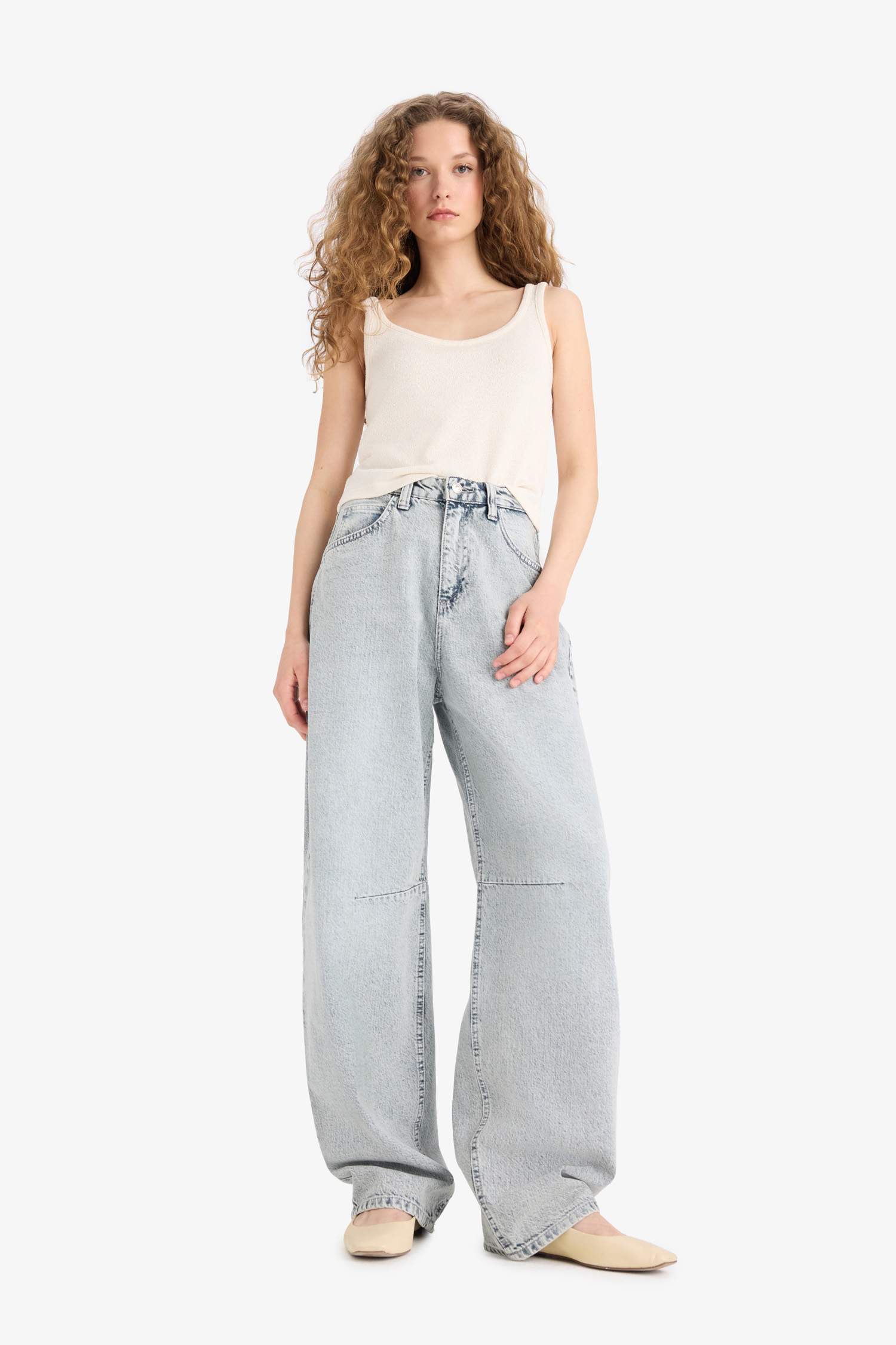 Baggy Fit High Waist Straight Leg Long Jeans
